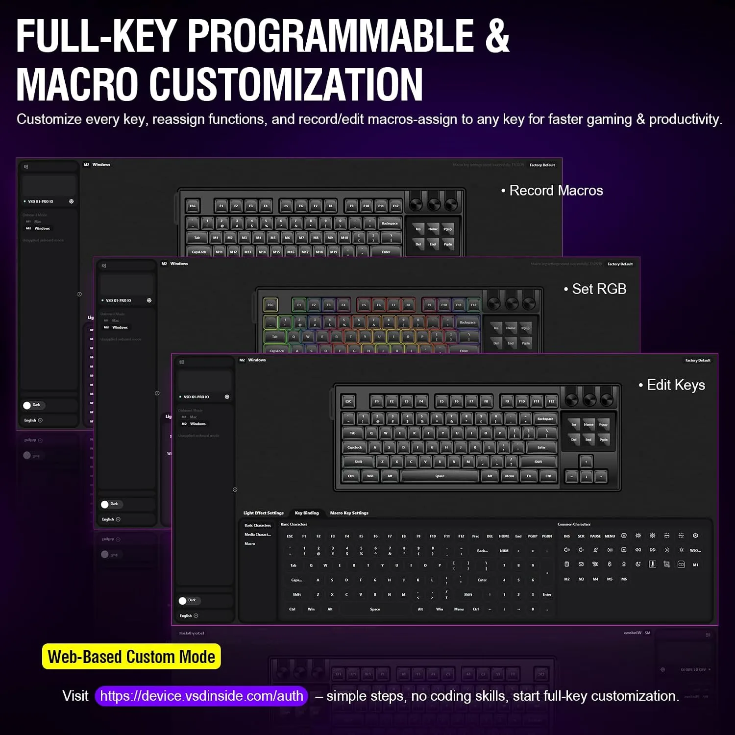 VSD K1 Pro 87‑Key Macro Mechanical Keyboard with Integrated Streaming Deck