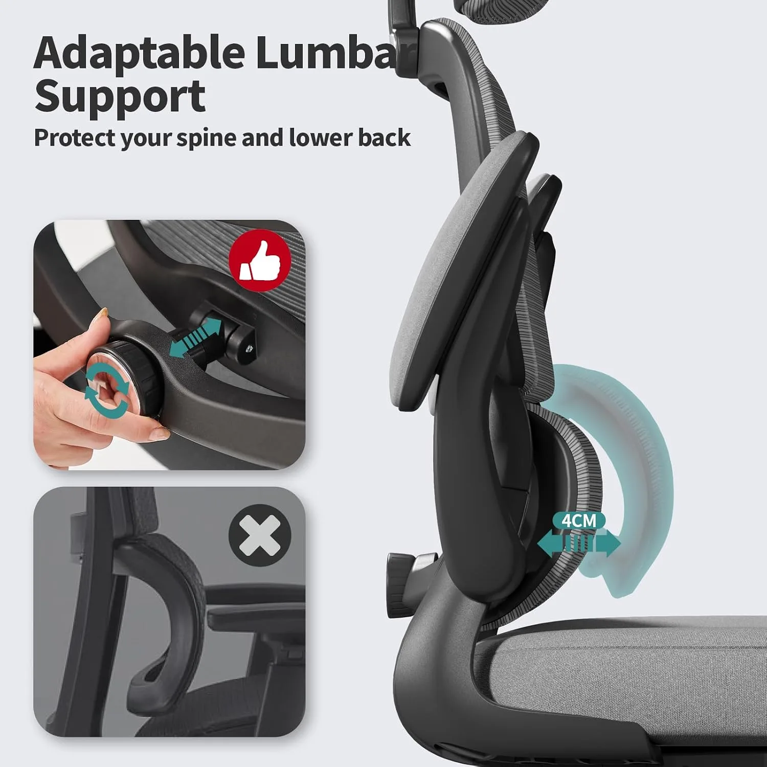 TRALT Office Chair Ergonomic Desk Chair with Lumbar Support Dark Grey, 1