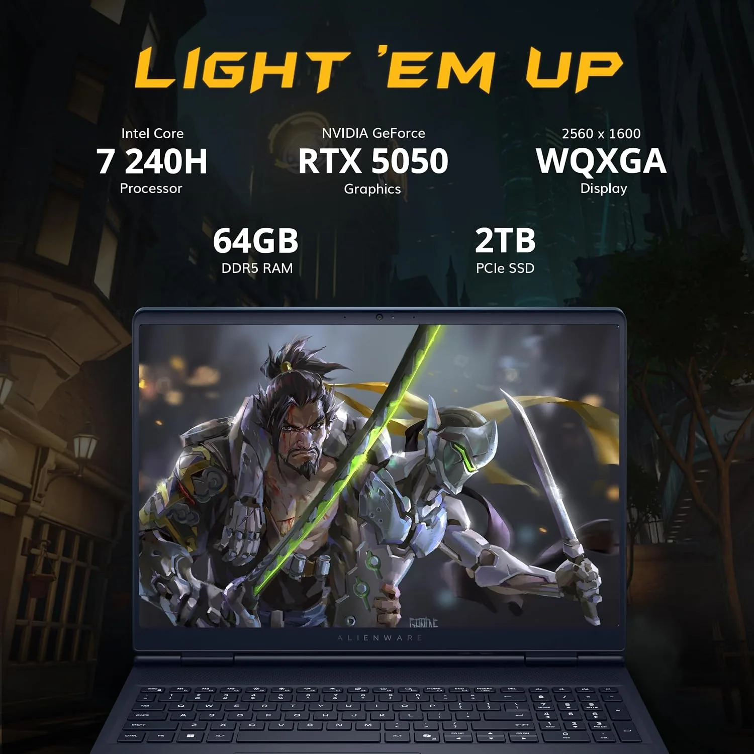 Dell Alienware Aurora 16 16" WQXGA 120Hz Gaming Laptop, Intel Core 7 240H, 64GB DDR5, 3TB Storage(2TB SSD+1TB Docking Station Set), GeForce RTX 5050 8GB GDDR7, Backlit Keyboard, Win11 Pro, Indigo