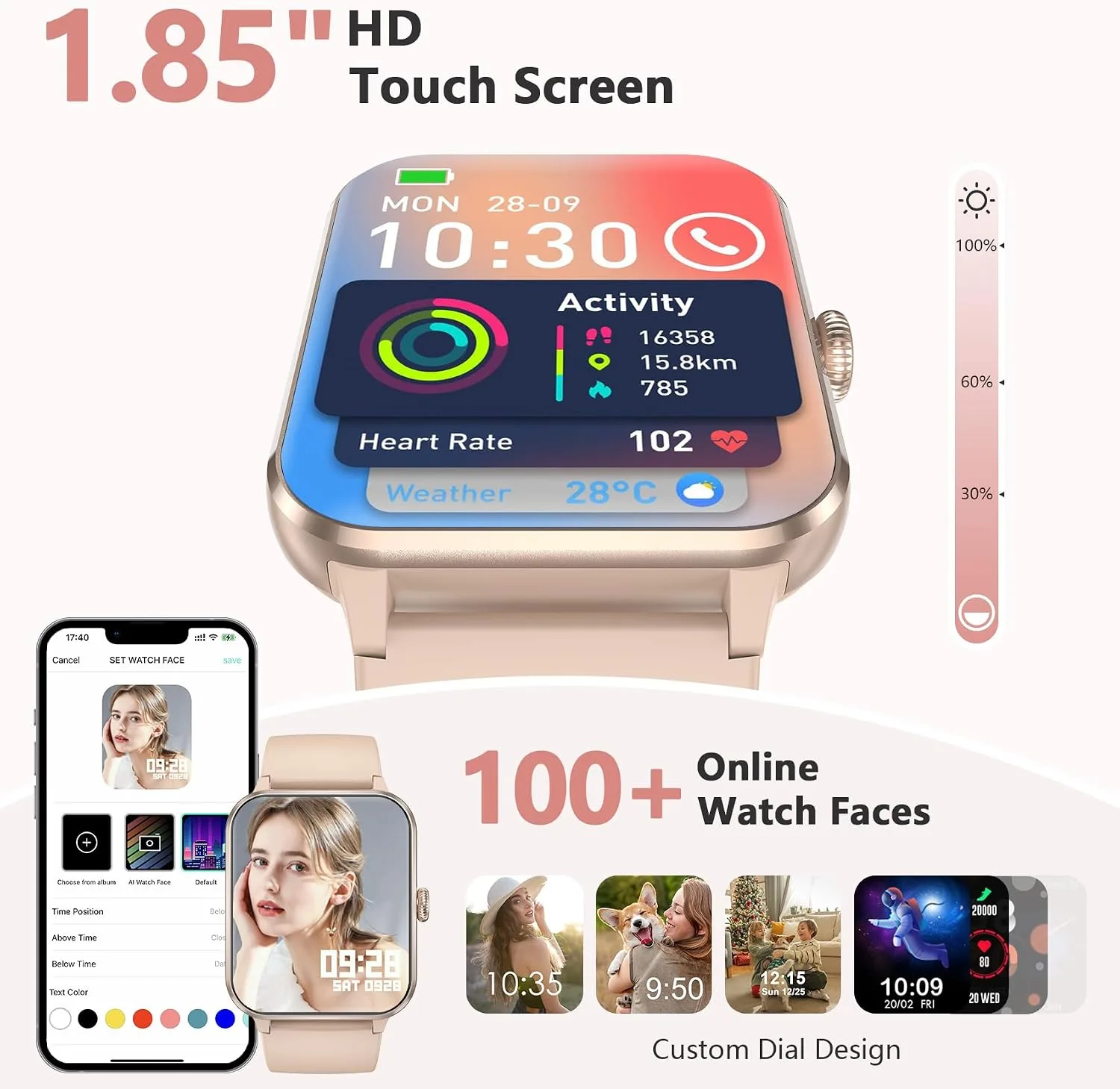 Blackview 2026 Fitness Tracker (Answer/Make Calls), 1.85'' Smart Watch for Men and Women with Heart Rate/Sleep Monitor/2 Straps, 100+ Sports Modes, IP68 Waterproof Activity Tracker for Android/iPhone