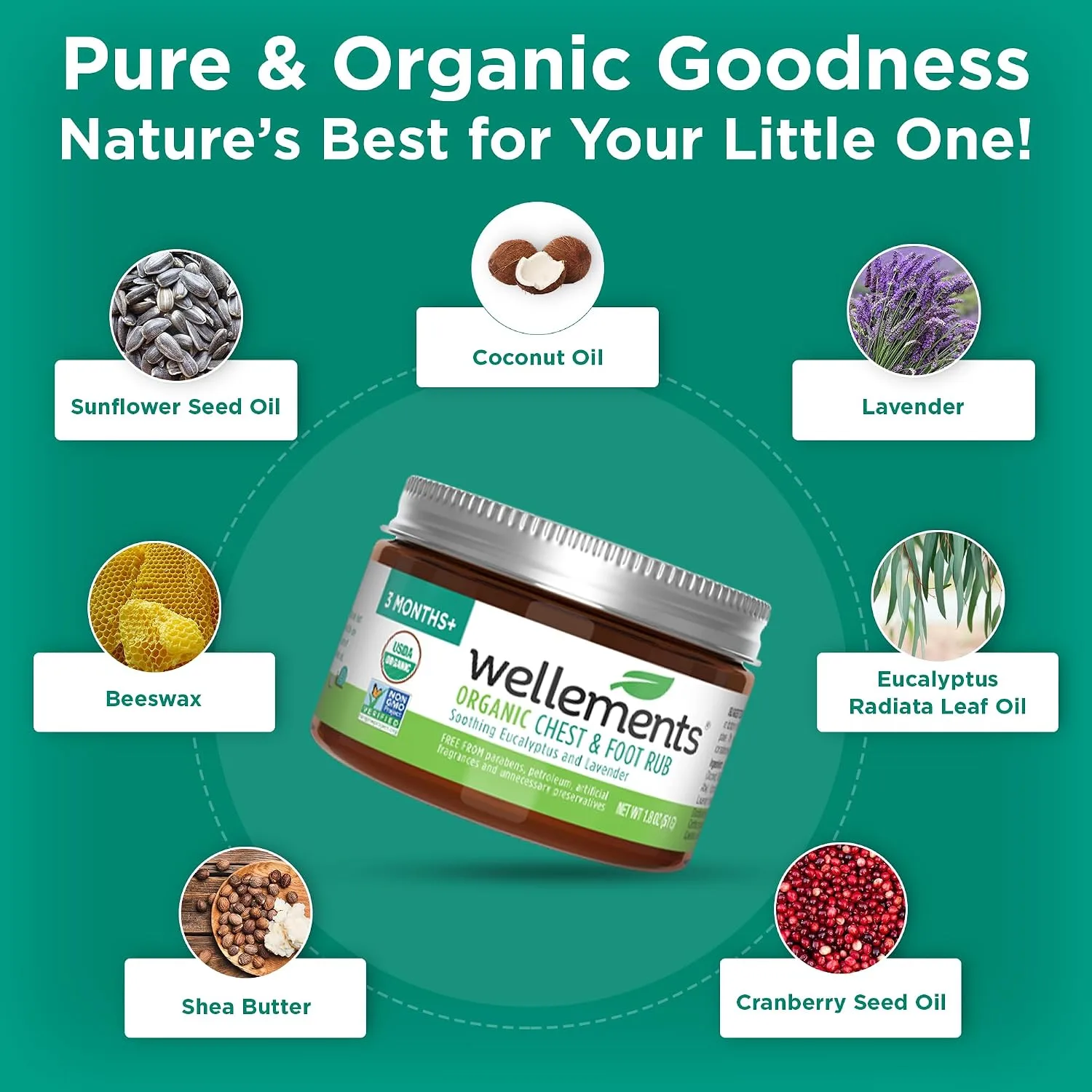 Wellements Organic Baby Chest & Foot Rub Congestion Eucalyptus 3 Months+