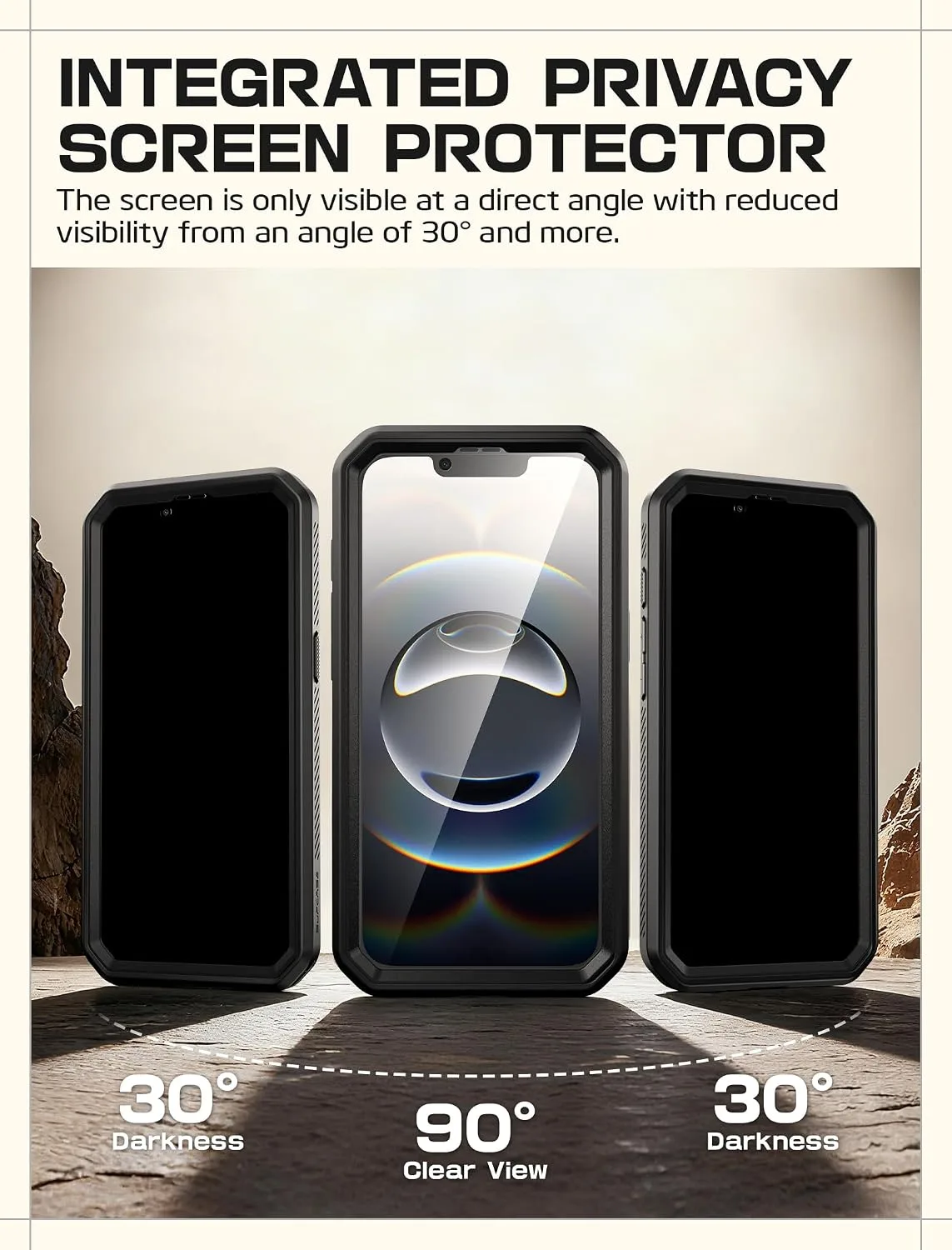 SUPCASE for iPhone 17e/16e Case with Privacy Screen Protector, Black