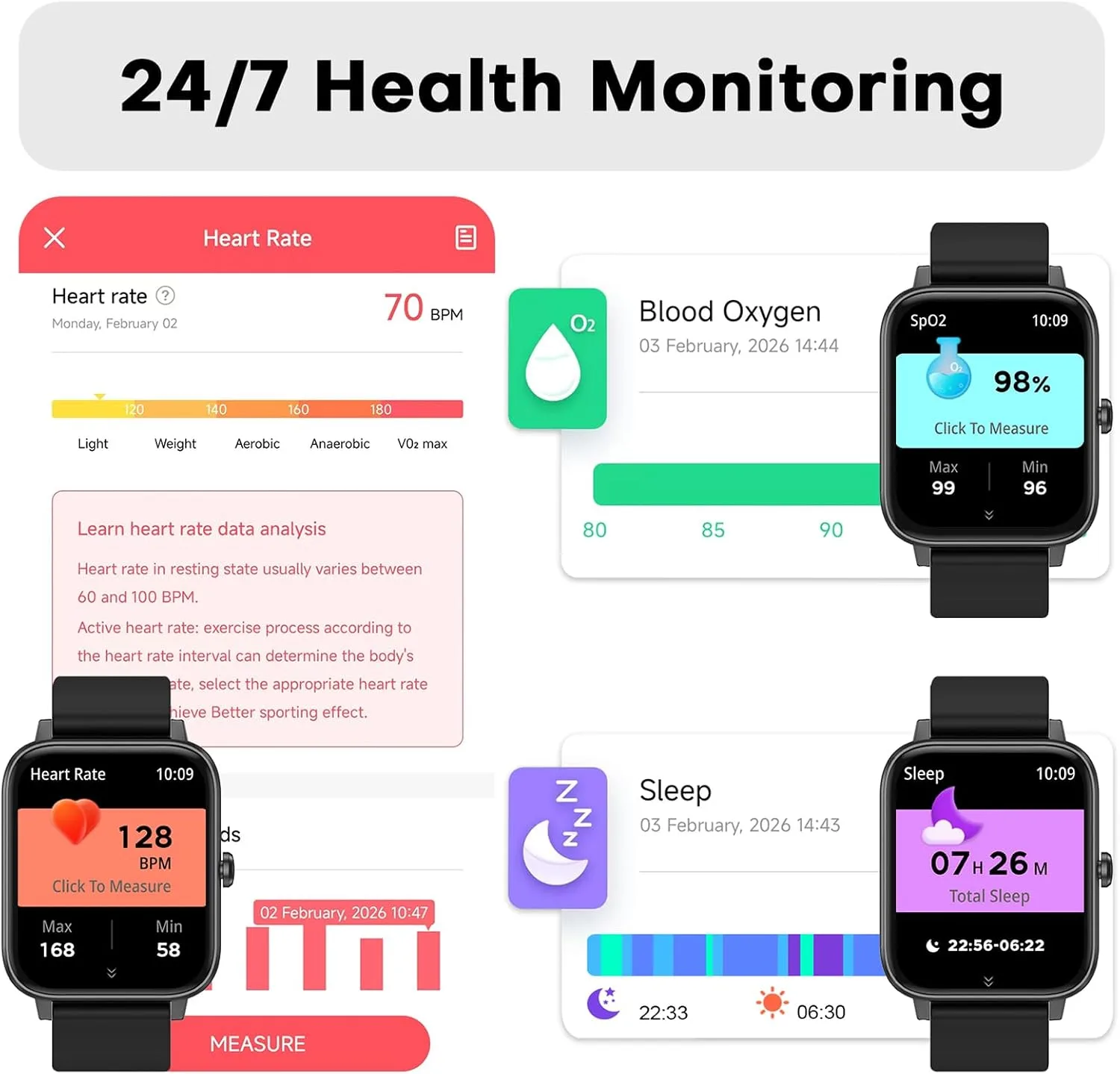 Choiknbo Smart Watch for Men - Bluetooth Call, Fitness Tracker, Heart Rate & Sleep Monitor, 1.83" HD Touch Screen Smartwatch, IP68 Waterproof - for Android & iPhone, Black