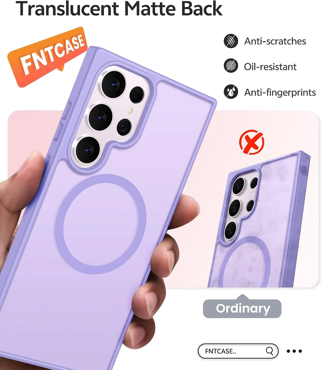 FNTCASE for Samsung Galaxy S24 Ultra Case, Fit for Magsafe, Light Purple