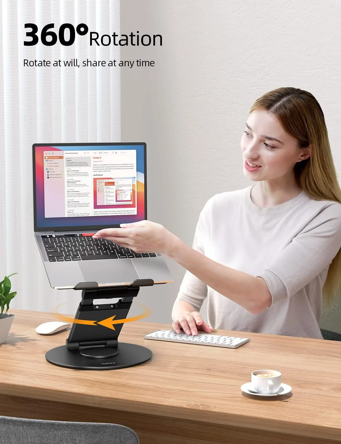Nulaxy 18" Height Telescopic 360 Rotating Aluminum Laptop Stand Desk, Black