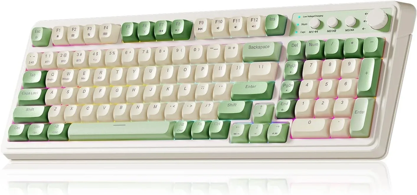 Teclado Gamer AULA S99 Inalámbrico Verde Crema Membrana