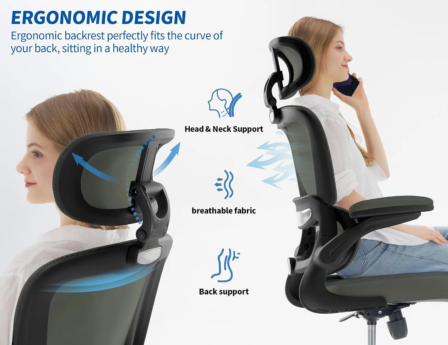 TRALT Office Chair Ergonomic Desk Chair with Lumbar Support Dark Green, 1