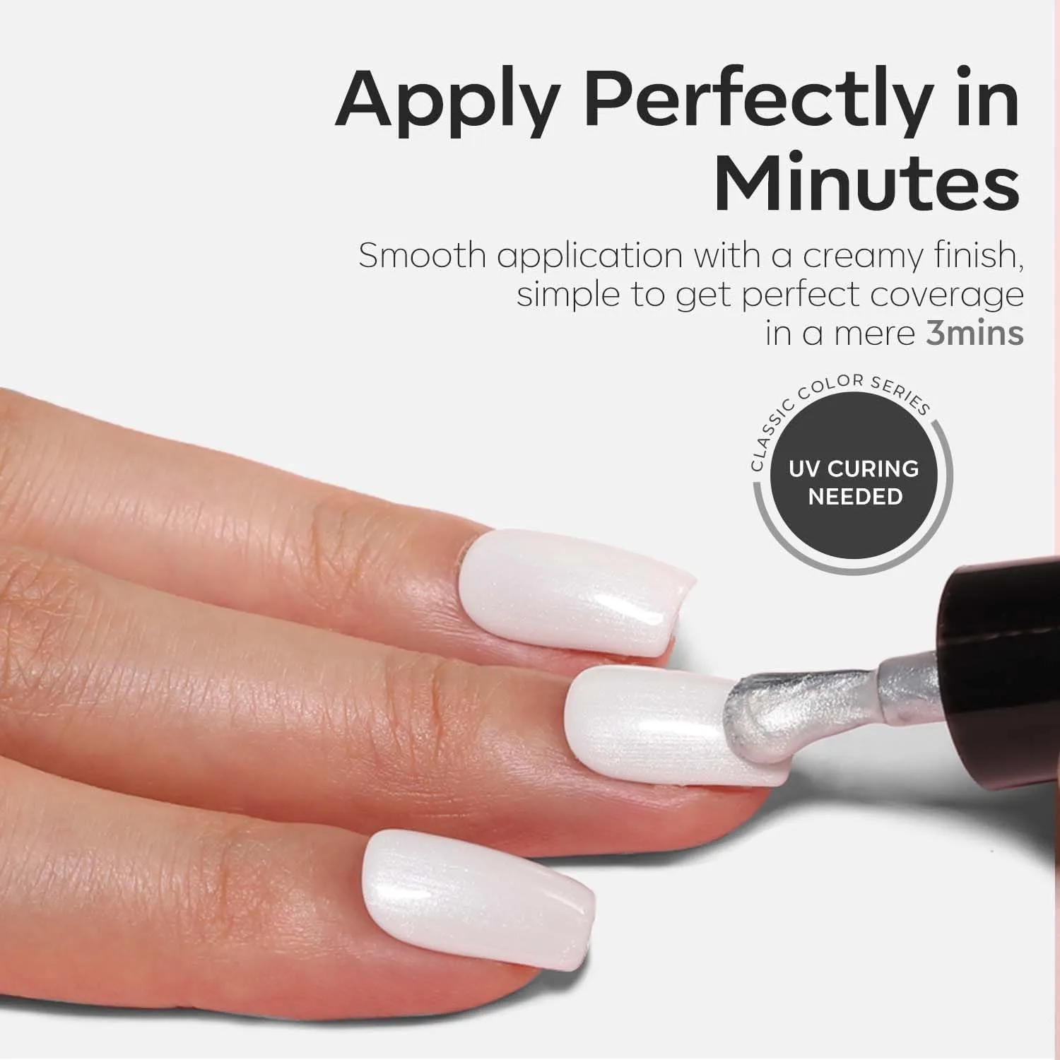 modelones Shine White Gel Nail Polish, 15ML Glitter Pearl White Gel Polish