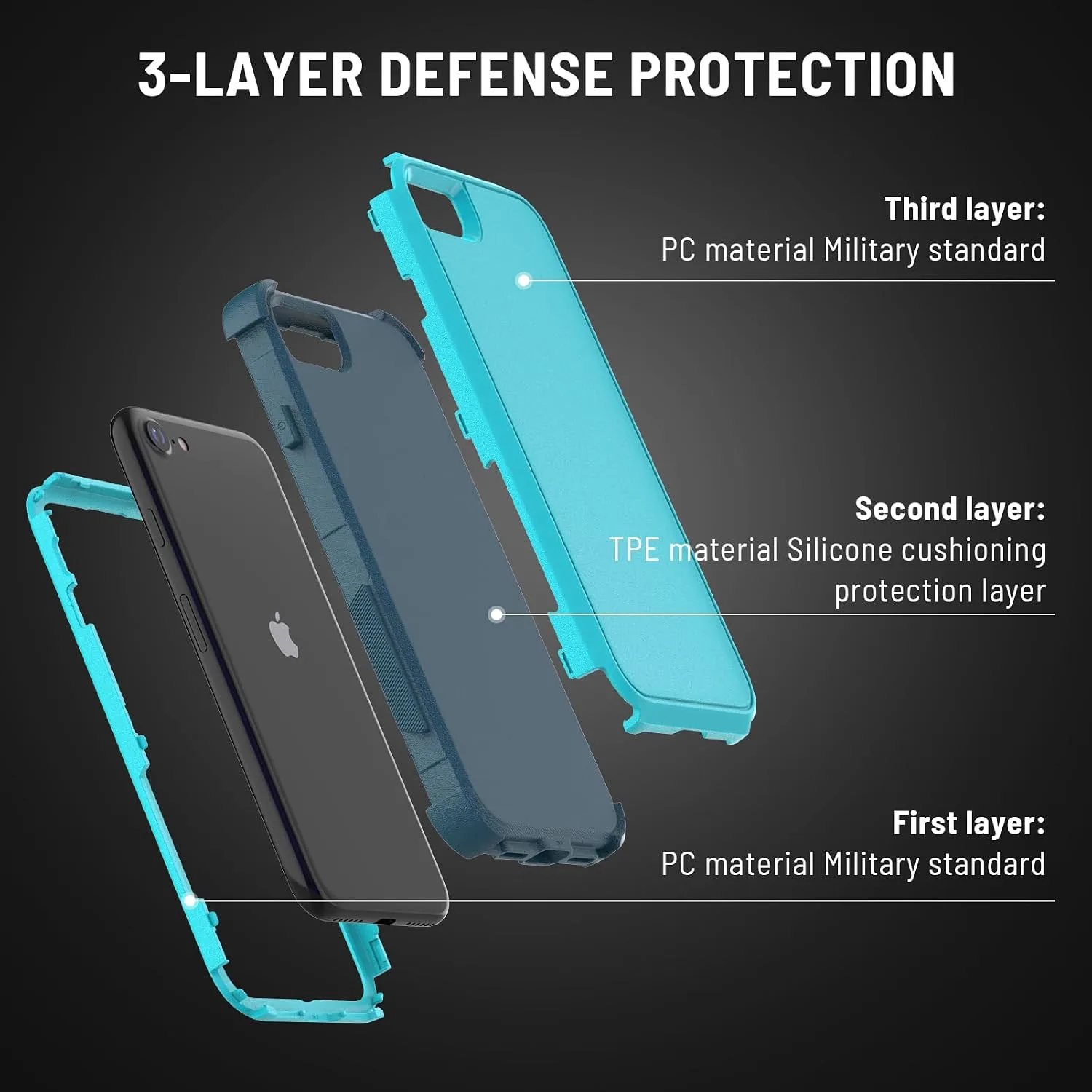 X-belmox Heavy Duty Phone Case for iPhone SE 3rd Gen with Screen Protector