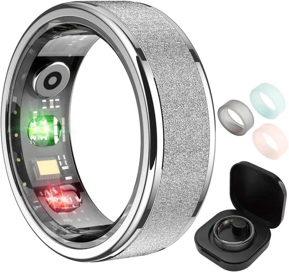 COLMI R10 Smart Ring, Sleep Health & Skin Temperature & 5ATM(Silver, 8)