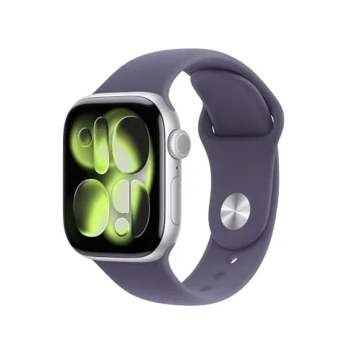 Apple Watch Series 11 [GPS + Cellular 42mm] Smartwatch with Silver Aluminum Case with Purple Fog Sport Band - S/M. Sleep Score, Fitness Tracker, Health Monitoring, Always-On Display, Water Resistant