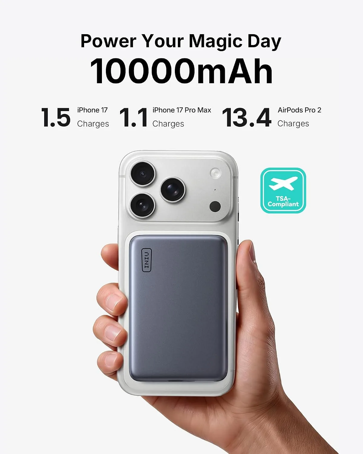 INIU Magnetic Slimmest Power Bank, 10000mAh Qi2.2 Portable Charger