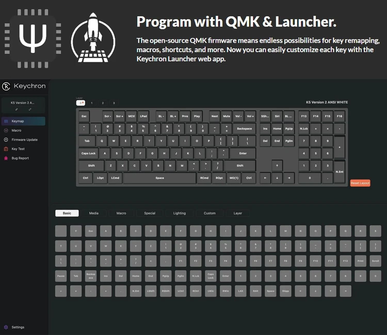 Keychron K5 QMK Ultra-Slim Full Size Layout Wireless Mechanical Gaming Keyboard, 104 Keys with Brown Switch, White LED Backlight Rechargeable Wired Bluetooth Keyboard for Mac/Windows, Version 2