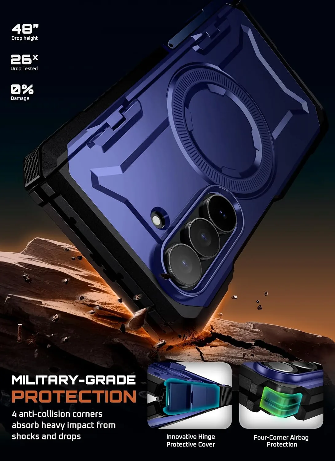 SUPCASE for Samsung Galaxy Z Fold 7 Case with Kickstand, Azure
