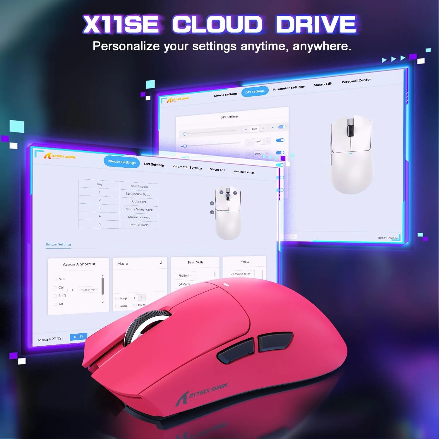 ATTACK SHARK X11 SE Ultra-Light Wireless Gaming Mouse,Berry Red