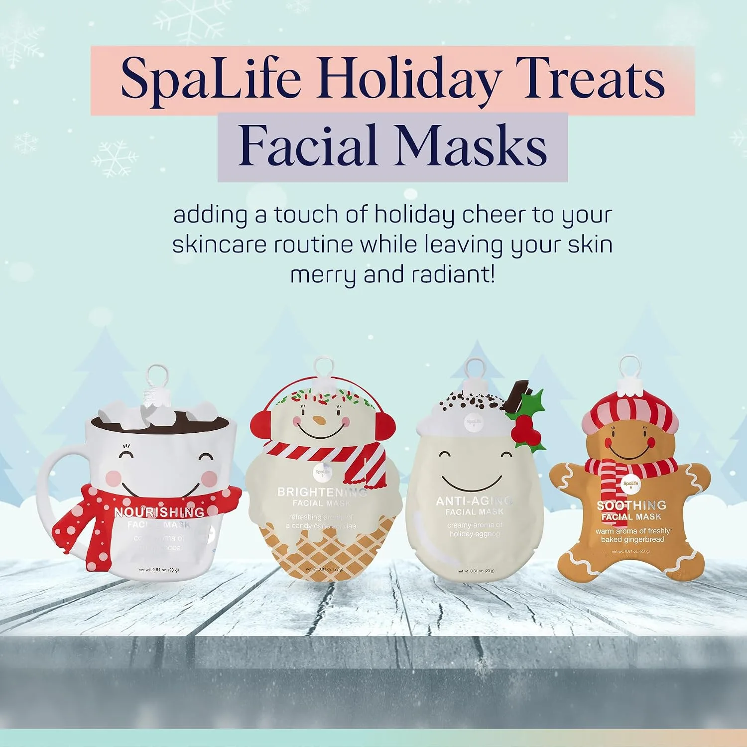 SpaLife Beauty Holiday Treats Christmas Face Mask Bundle | Korean Facial Mask | Hydrating, Soothing and Moisturizing Sheet Mask Set | Gifts & Stocking Stuffers for Women | 12 Pack
