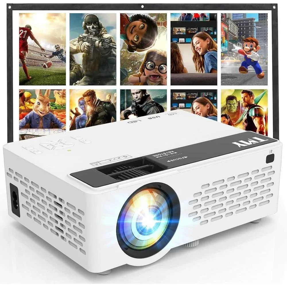 Proyector TMY V08 Native 1080P portátil con pantalla de 80 pulgadas