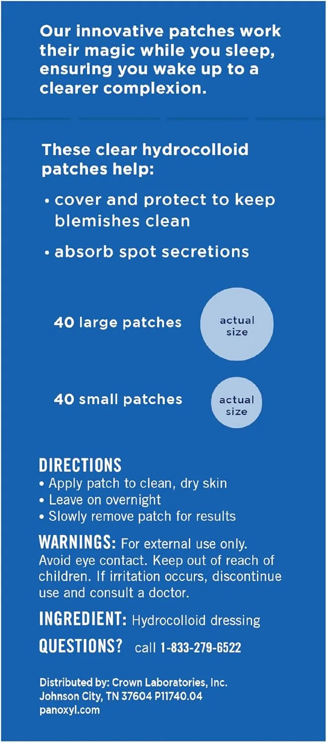 PanOxyl PM Overnight Spot Patches, Advanced Hydrocolloid Healing Technology, Fragrance Free, 80 Count (Pack of 2)