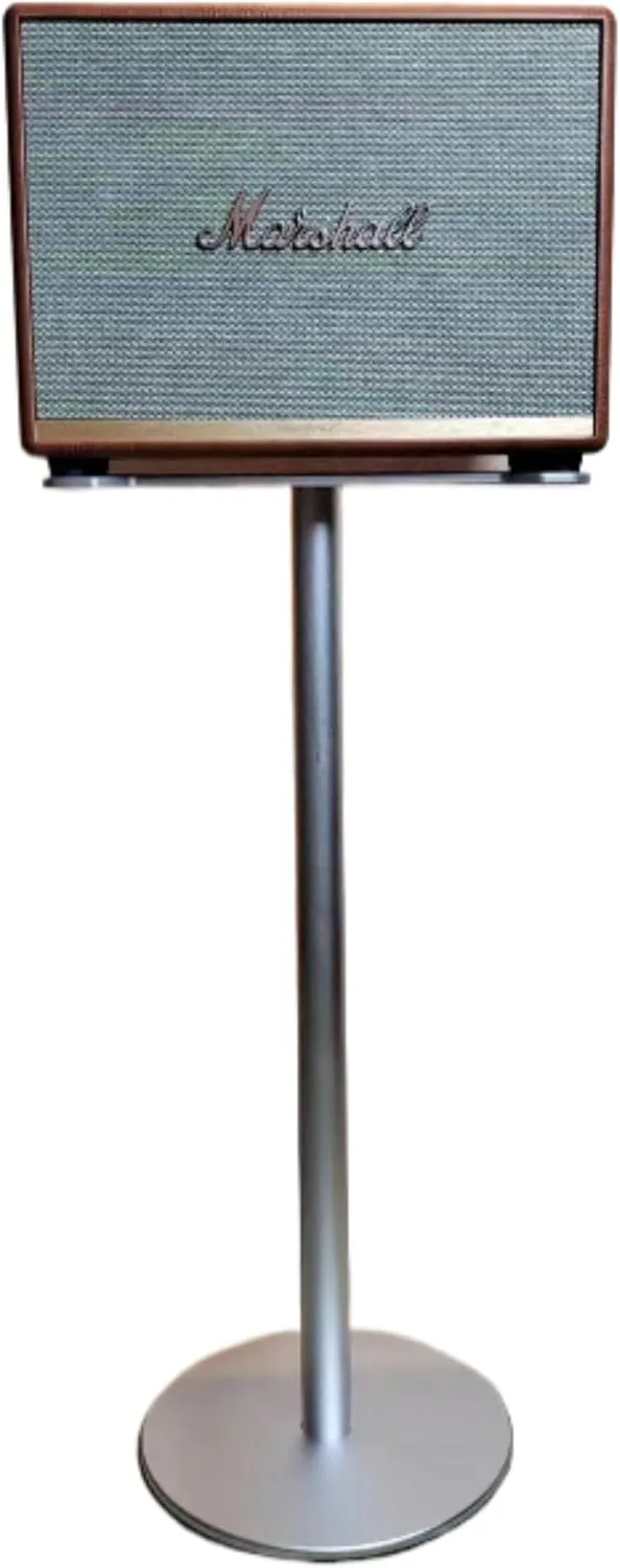 Speaker Stand Compatible with Marshall Woburn/Acton/Stanmore Bluetooth Wireless Speaker (2nd & 3rd Generation Universal) Aluminum Alloy Material Hidden Power Cord (Woburn(2/3) Silver Single)