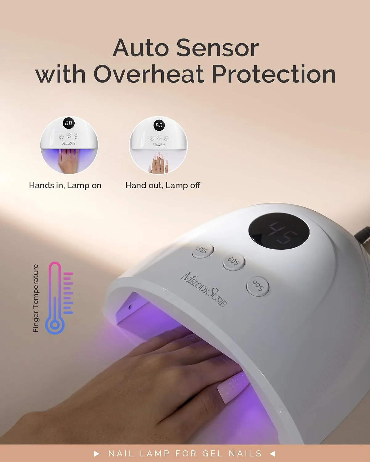 MelodySusie UV Nail Lamp P-Plus30F for Gel Polish-Fits Whole Hand & Feet