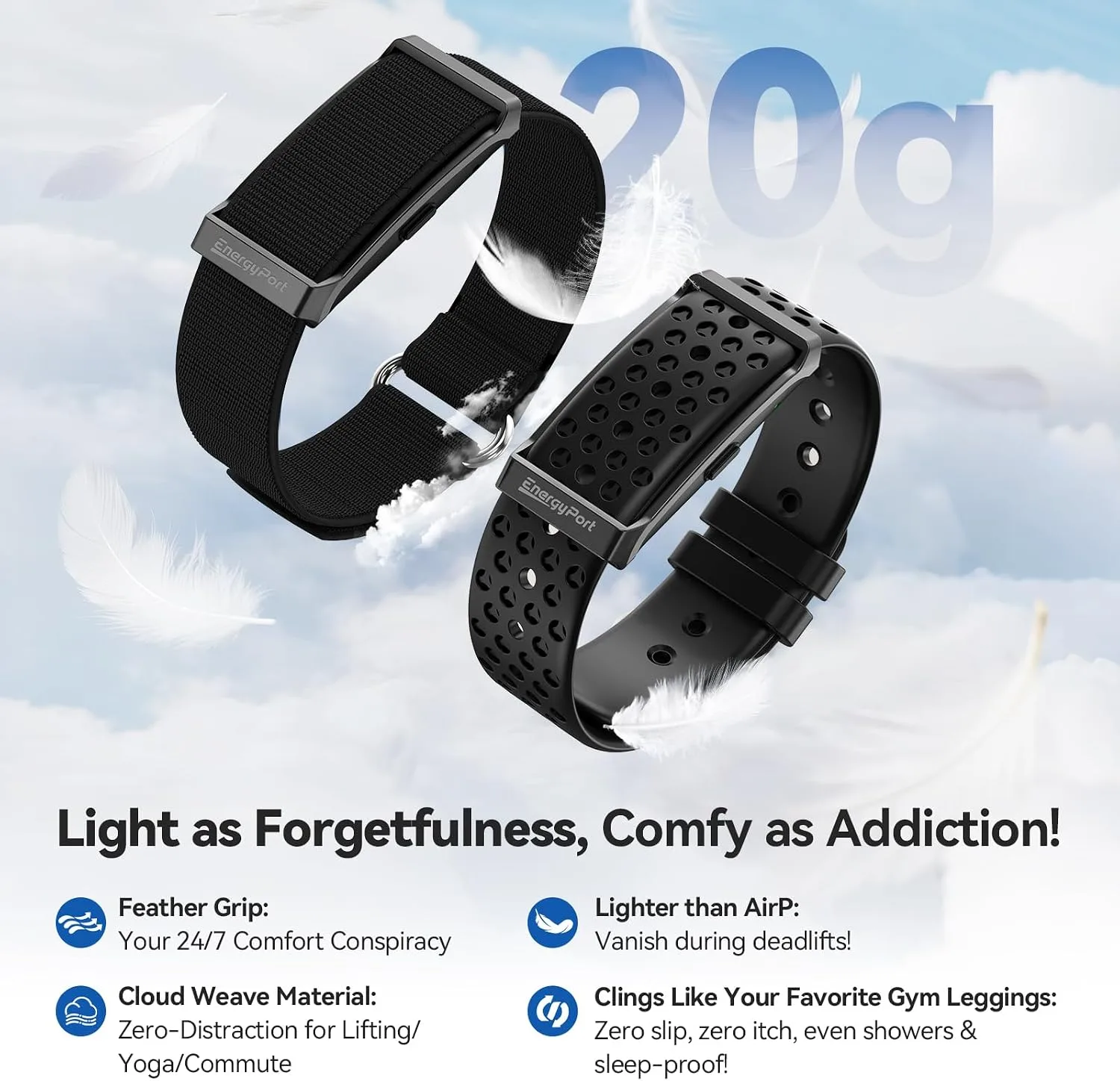EnergyPort Fitness Tracker,Wearable Health Smart Bracelet Band with Blood Oxygen 170+ Sport Mode 60-Day Battery,Lifetime Membership,Activity Tracking Heart Rate Sleep Monitor for Android iOS,2 Bands