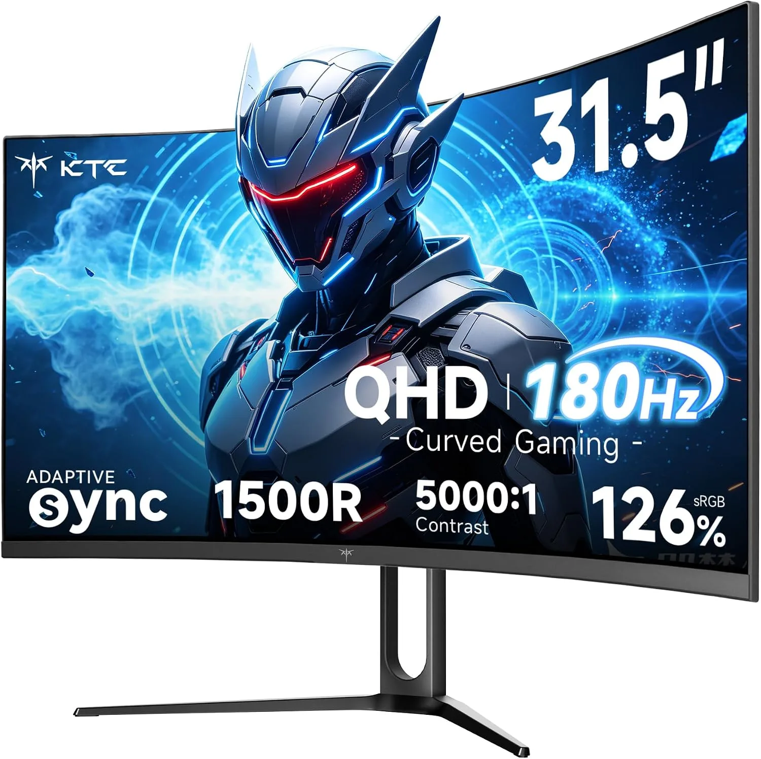 KTC 32 Inch Curved Gaming Monitor, QHD 180Hz Monitos 1440P oc 185Hz, H32S5