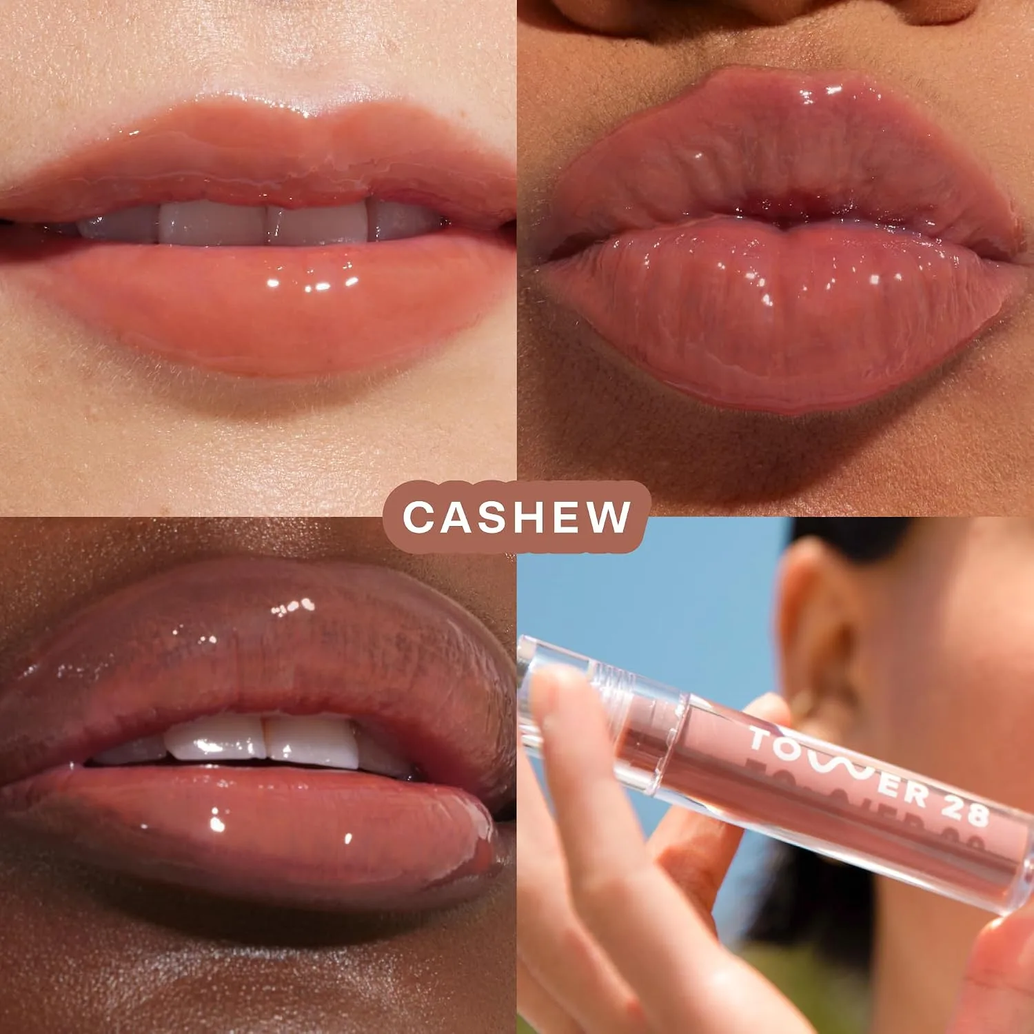 Tower 28 ShineOn Lip Gloss Jelly, Cashew (0.13 oz)