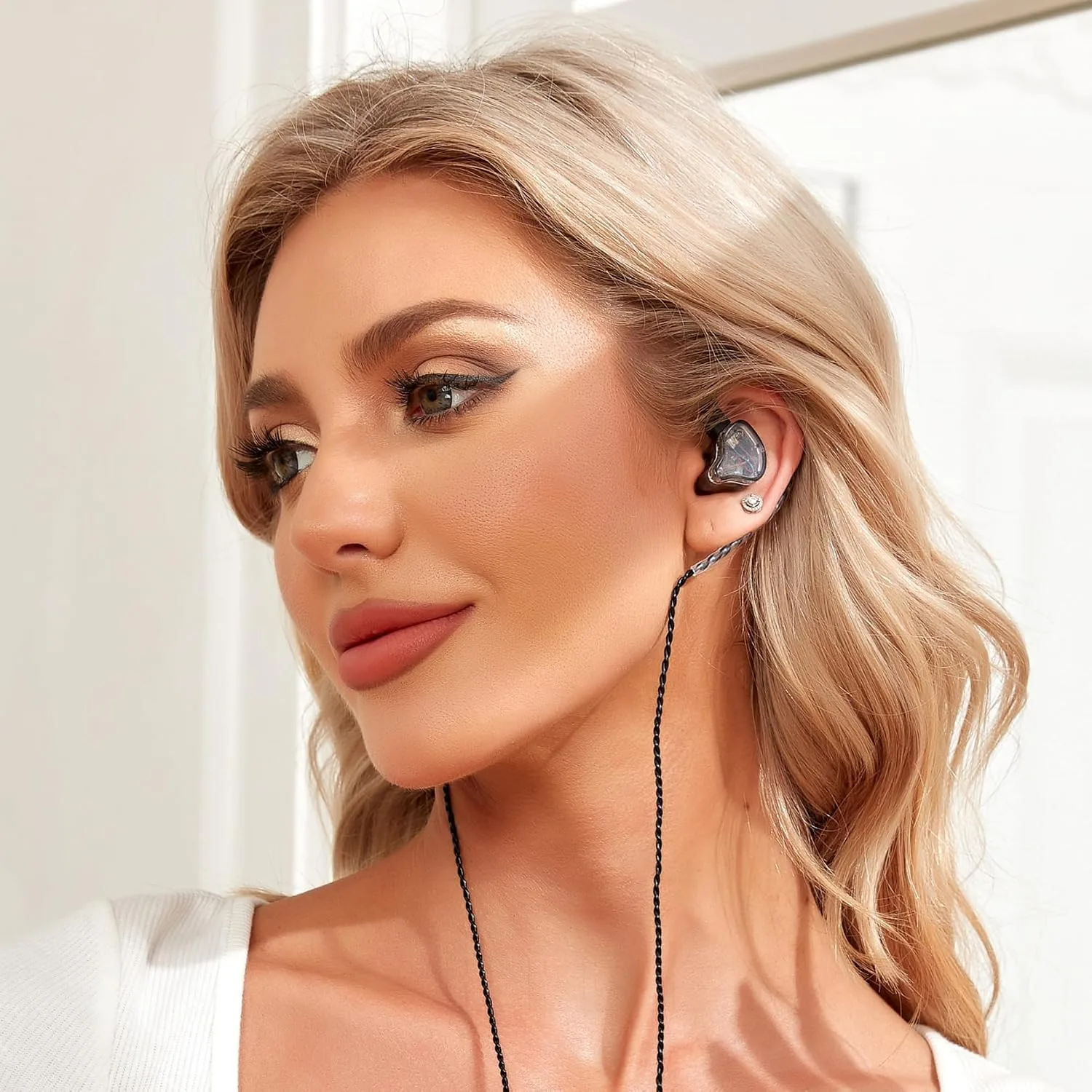 CCZ Yinyoo Melody in Ear Monitors Earphones Headphones Wired Earbuds without Microphone IEM HIFI Bass with 1DD 1BA, Ear fins, 4N OFC Cable for Musicians, Singer, on Stage, Studio (no mic, clear black)