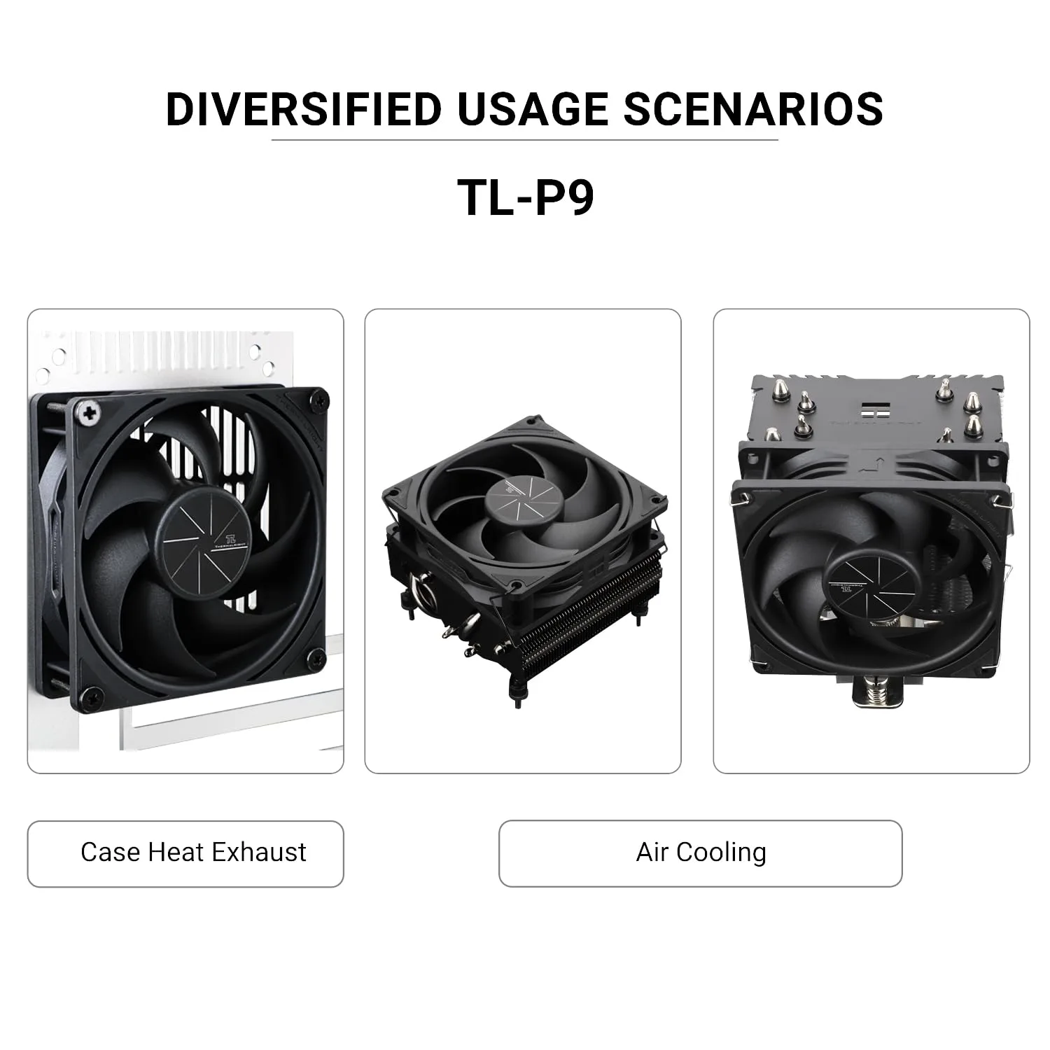 Thermalright TL-P9 CPU Fan, Computer Case Cooling Quiet 4PIN PWM PC Fan, High Performance 92mm Silent Cooler, 2200RPM Speed, CPU Cooling (Black)