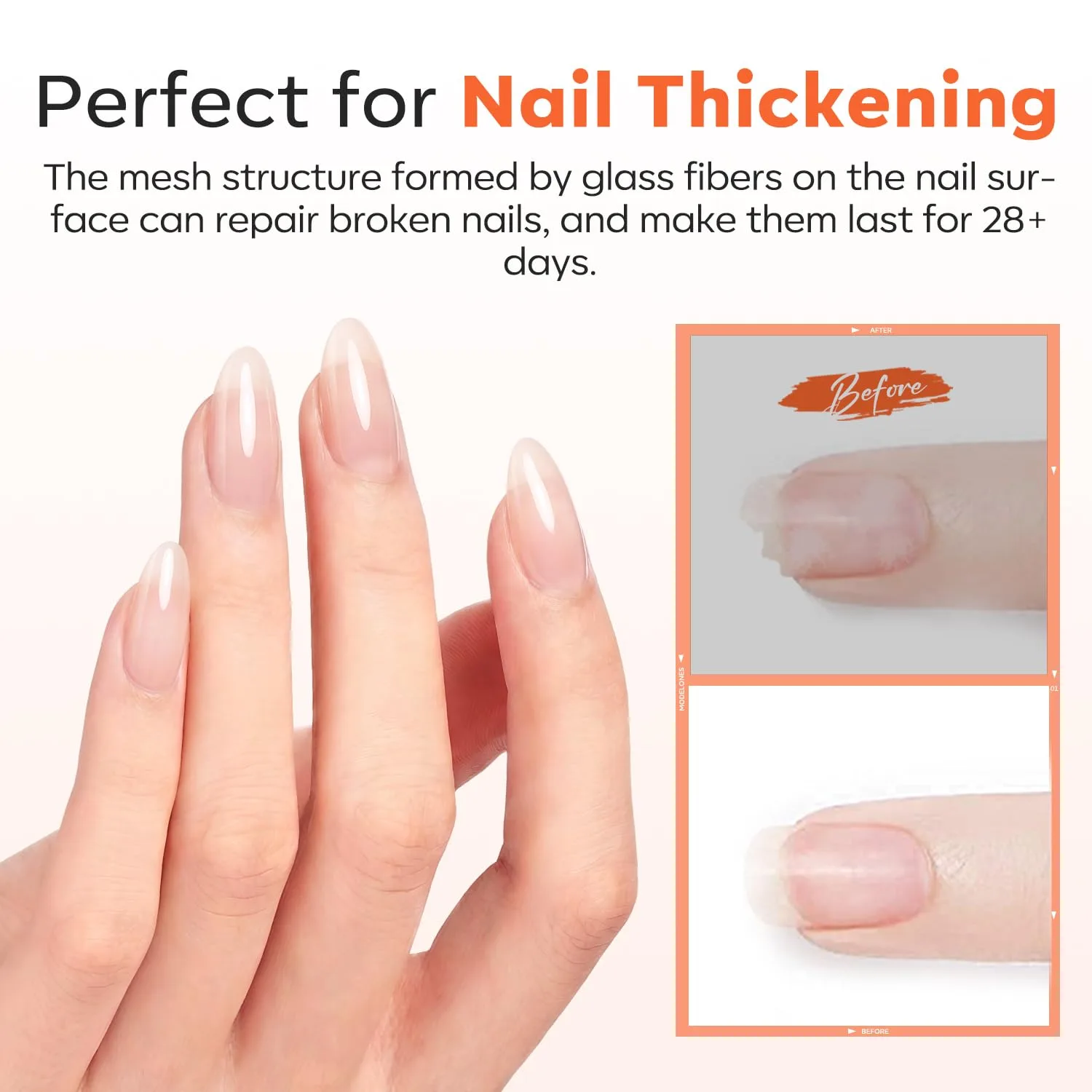 modelones Fiber Rubber Base Gel for Nails, 15ml Clear Glass Rubber base Gel