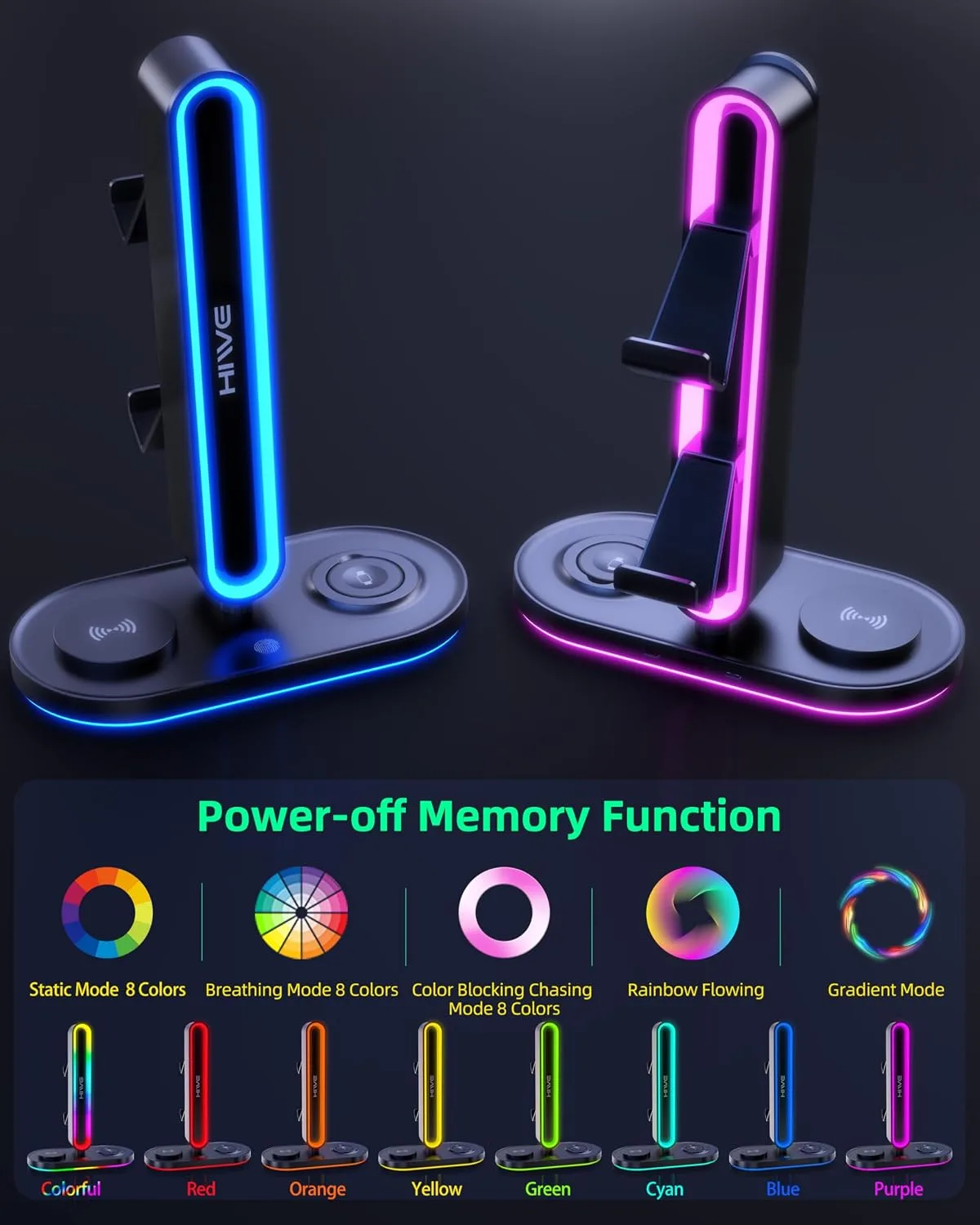 Headphone Stand, Dual Controller Holder, MagSafe Charger for iPhone/iWatch