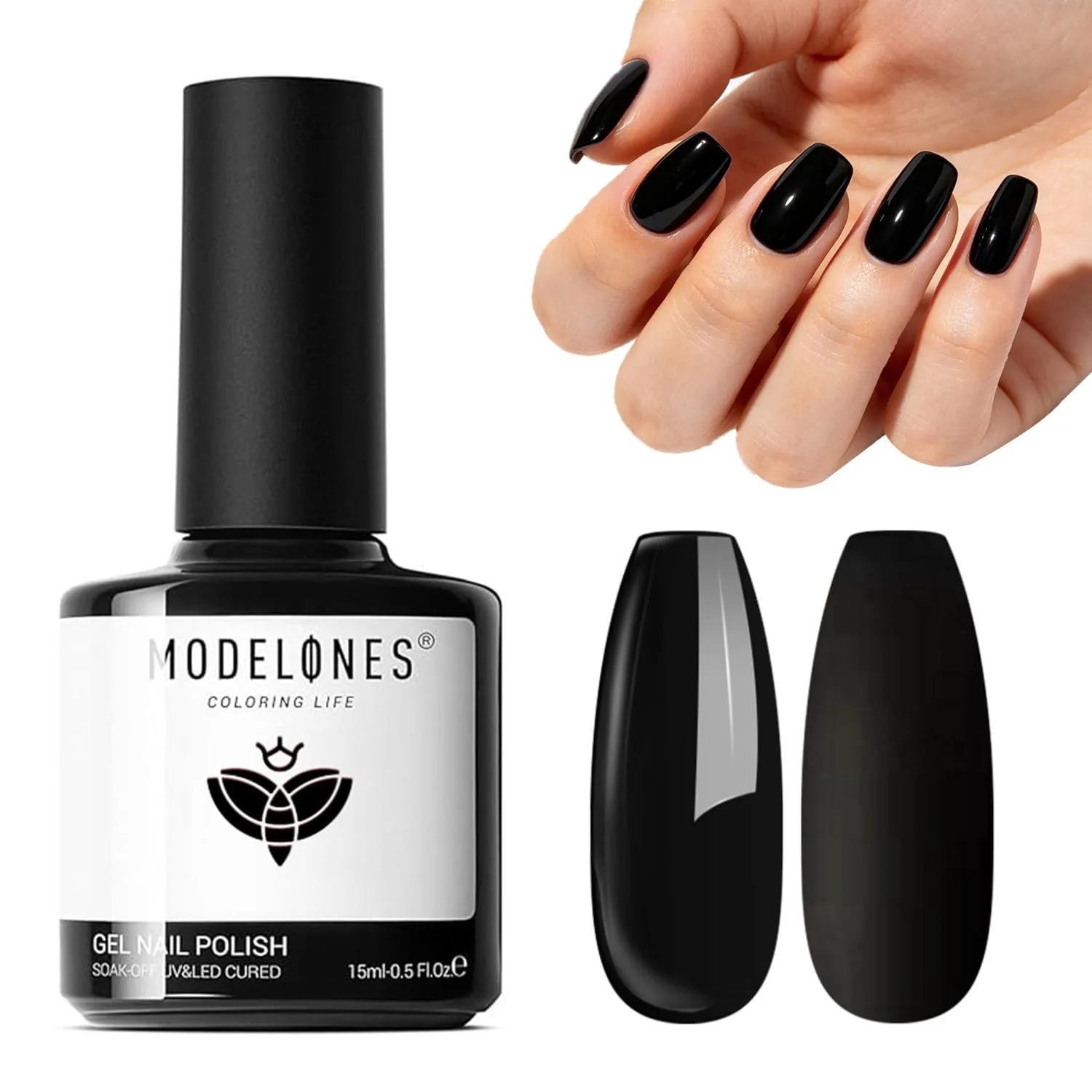 Esmalte en gel Modelones Black Gel Polish 15ml Negro