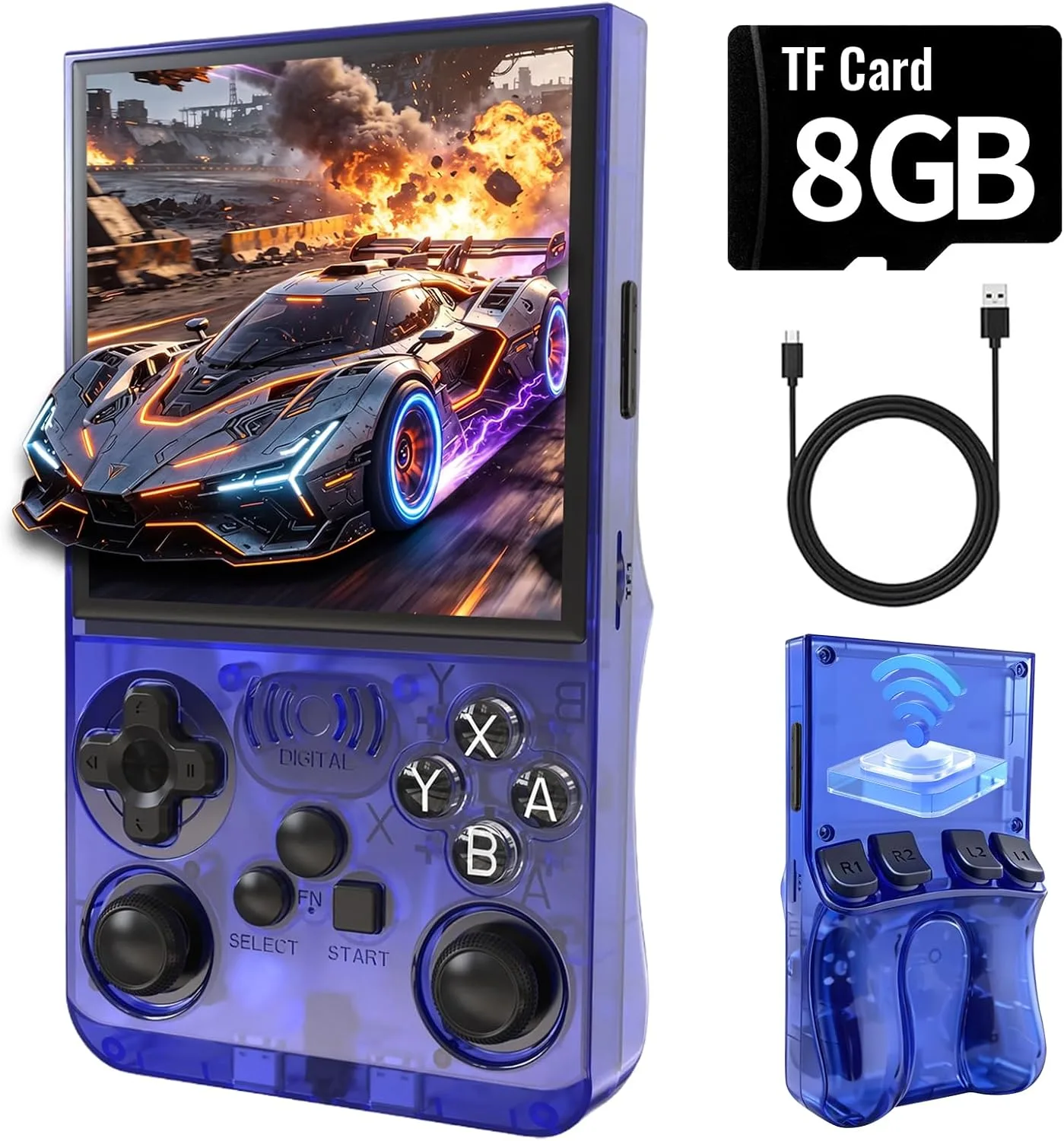 Handheld Game Console with 8G Card, Retro Gaming Console Support WiFi Online Battle Download Massive Games &, 4“ Screen 19 Emulators ,3500mAh Battery Portable Pocket Video Games (Blue)