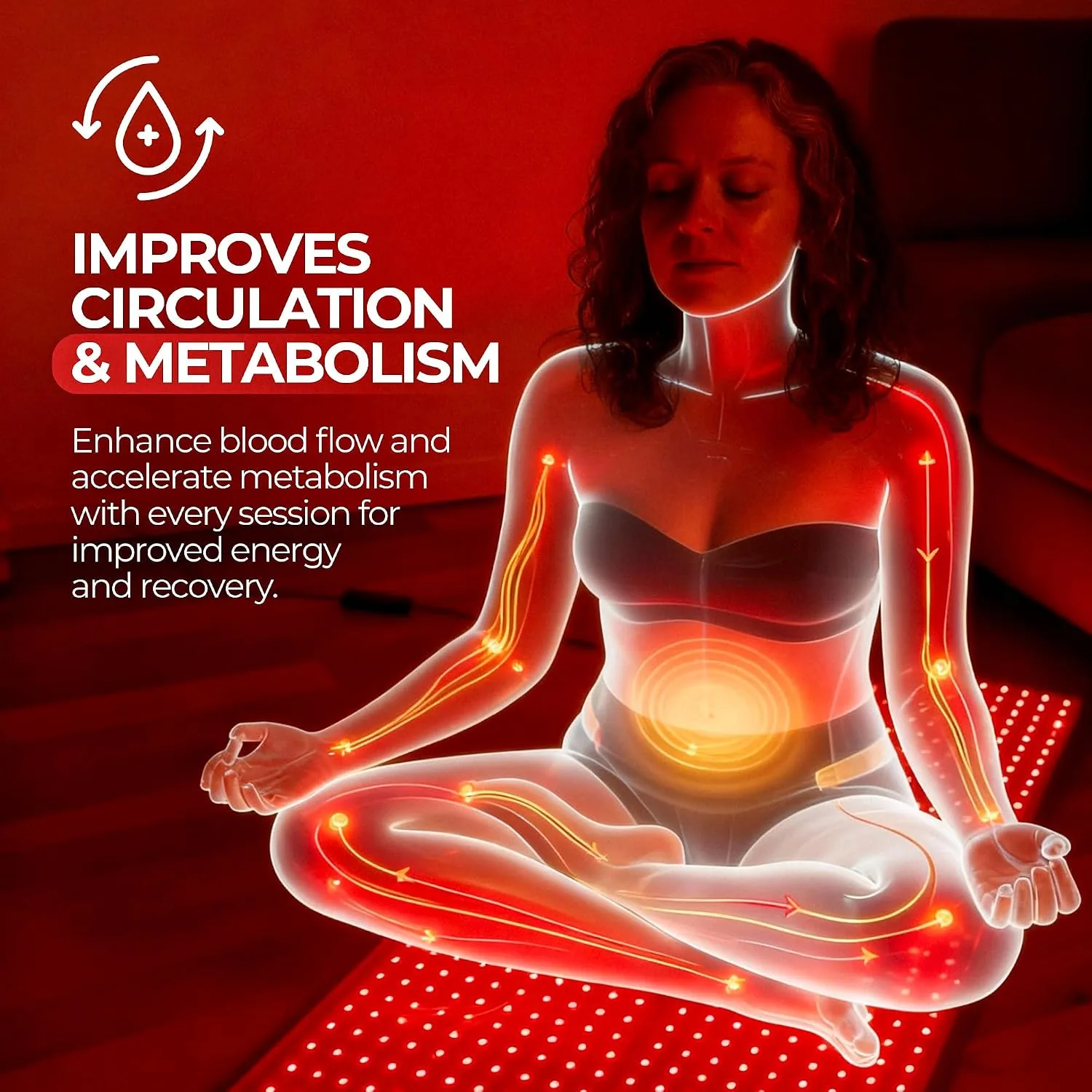 Nuvio Red Light Therapy for Body Mat 5 Intensity Levels for Muscle Recovery