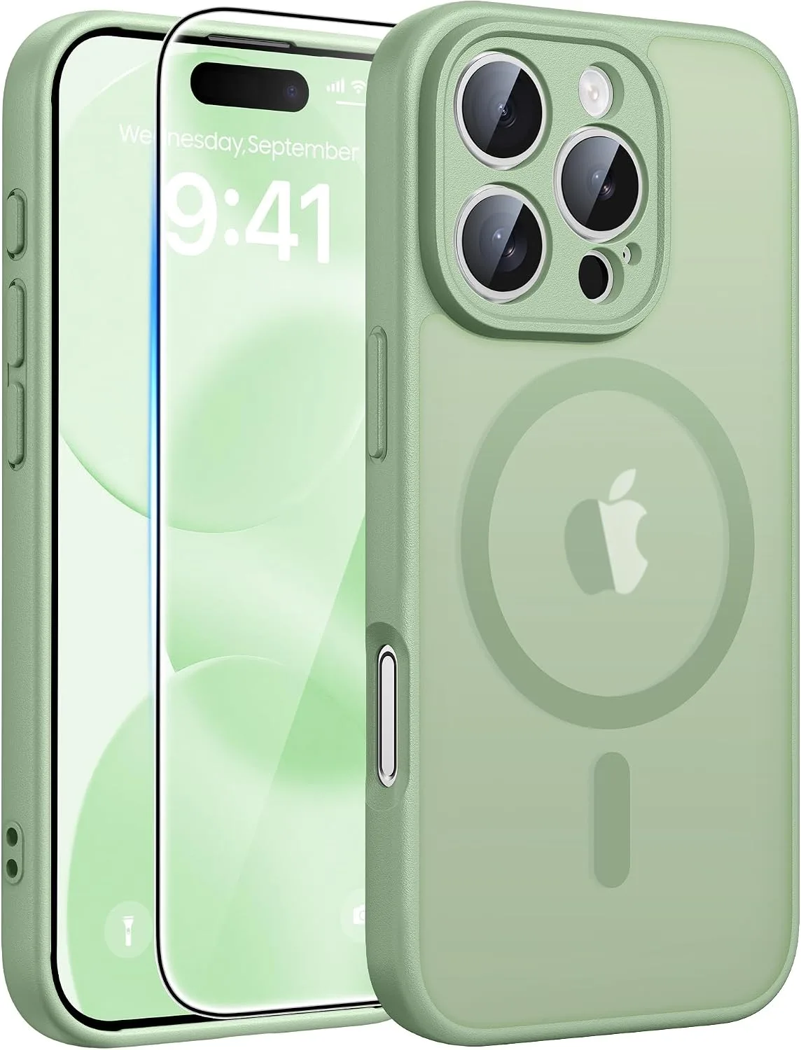 FNTCASE for iPhone 16 Pro Max Case, Fit for Magsafe, Light Moss