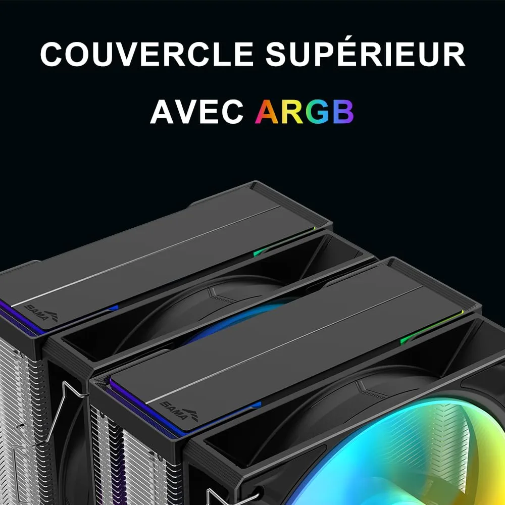 SAMA A60L Dual Tower CPU Air Cooler, 265W TDP, 6 Heat Pipes PC Cooler
