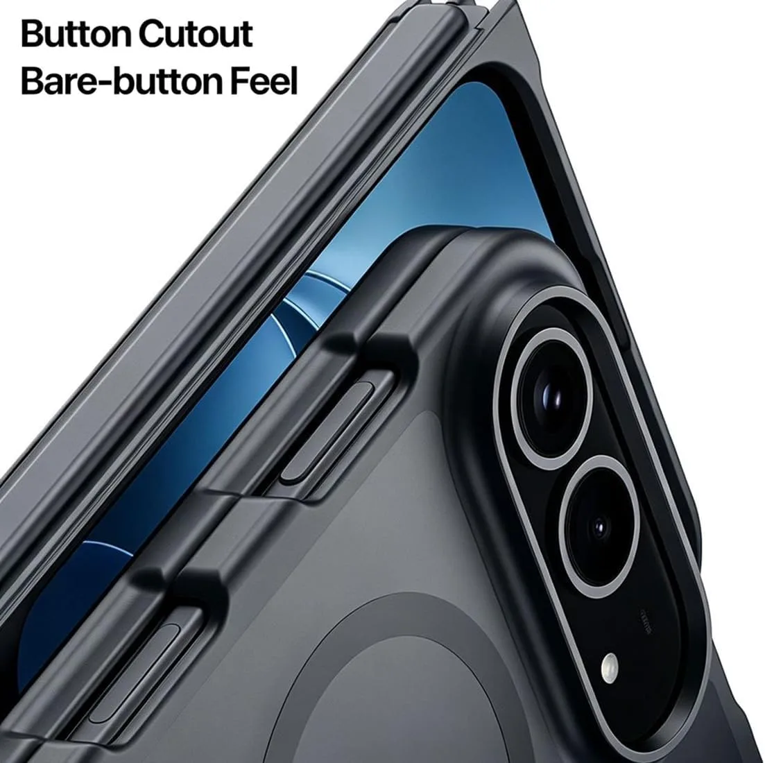 Magnetic Case for iPhone Duo Slim Fit Lightweight Hard PC Back Soft TPU Hinge Bumper Stable Shockproof Protective Fold Cover Compatible with Magsafe Black