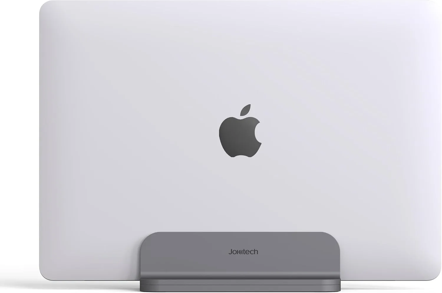 JOKItech Aluminum Laptop Vertical Stand Organizer, Sturdy Laptop Computer Holder Desktop Stand Compatible with new Retina Apple MacBook Pro/Air/Neo, Mac mini & iPad Pro - Spacegrey