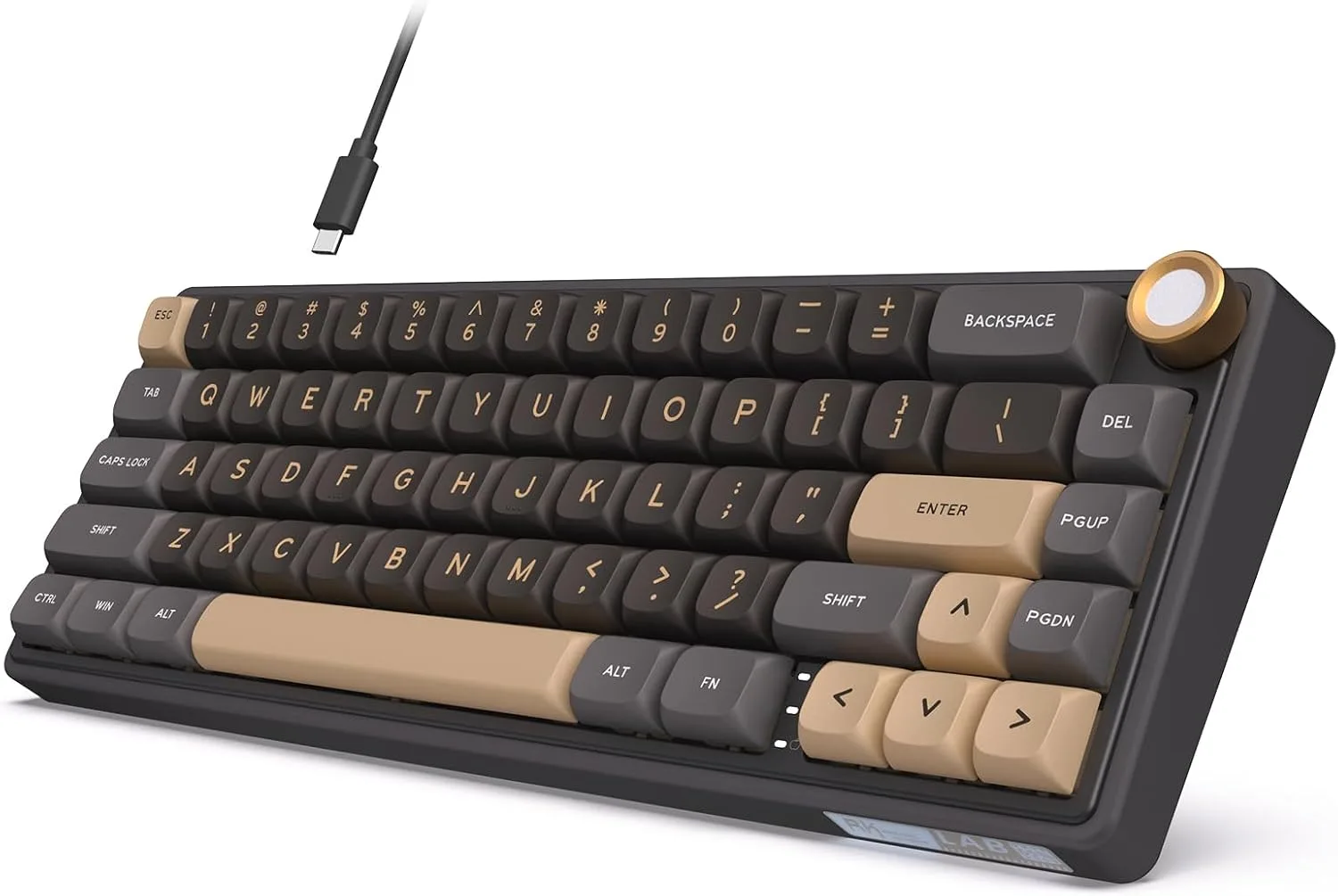 RK ROYAL KLUDGE R65 Wired Gaming Keyboard with Volume Knob, 60% Percent RGB Backlit Mechanical Keyboard Gasket Mount with PBT Keycaps, MDA Profile, QMK/VIA, 66 Keys Hot Swappable Cream Switch, Black