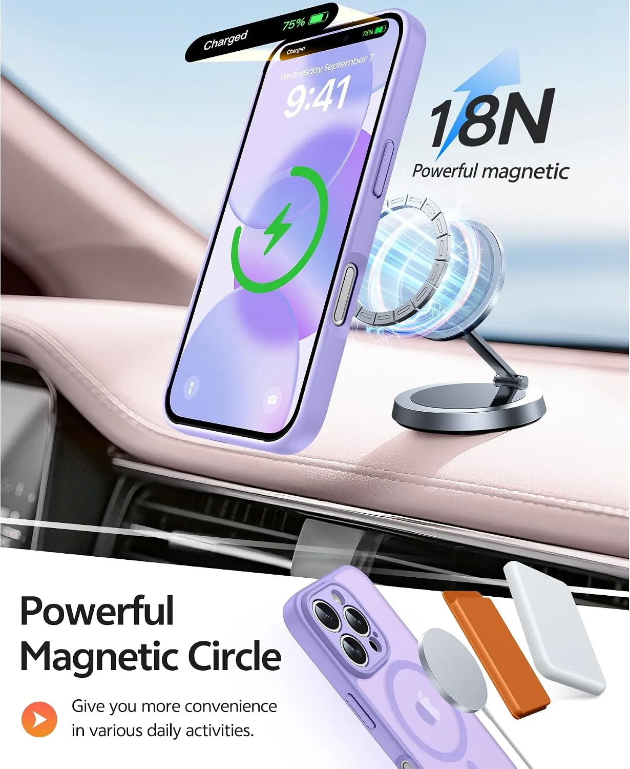 FNTCASE for iPhone 16 Pro Max Case, Fit for Magsafe, Light Purple