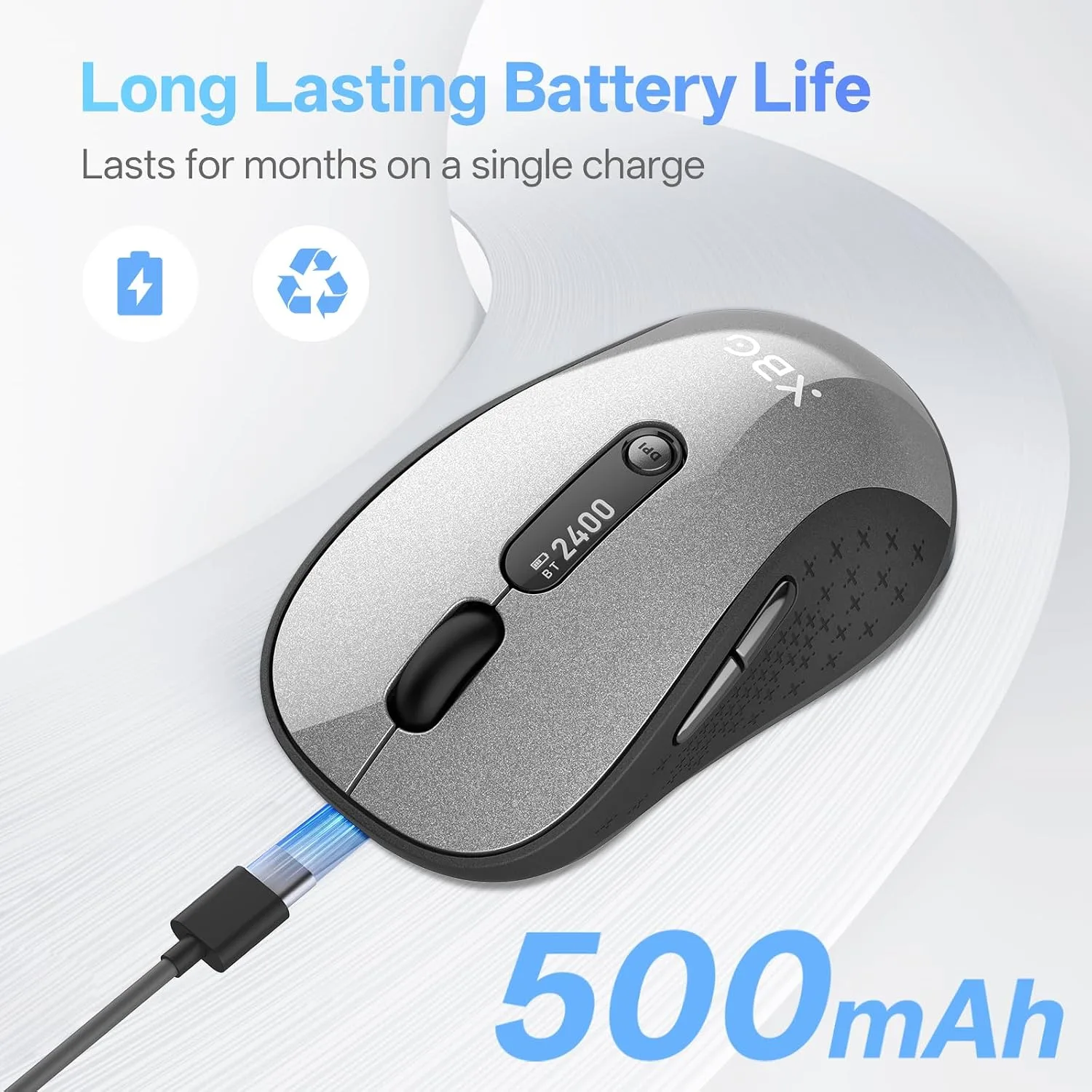 XBG B15Pro Tri-Mode Wireless Bluetooth Mouse with LED Display for Laptop