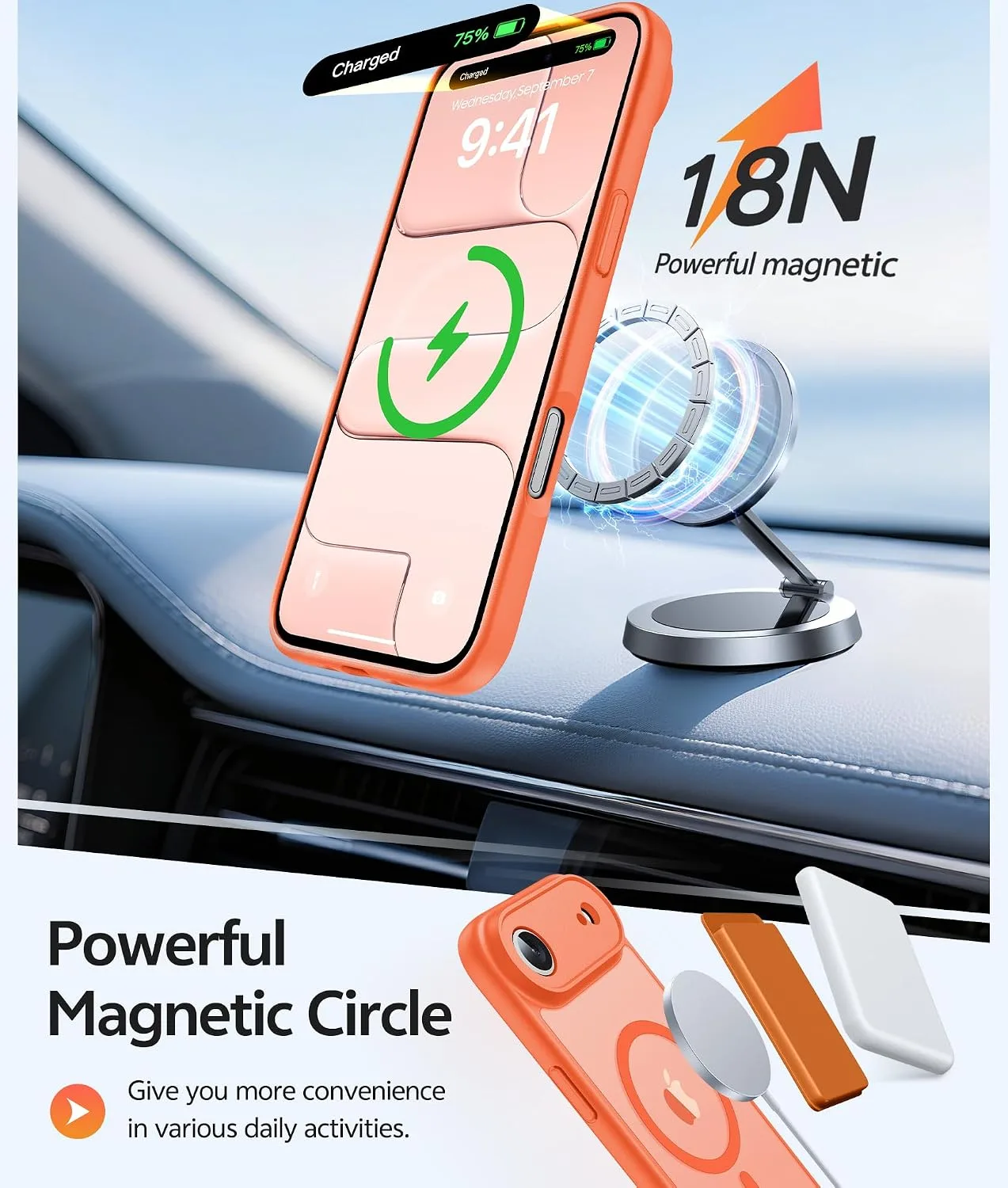 FNTCASE for iPhone Air Case, Fit for Magsafe, Orange