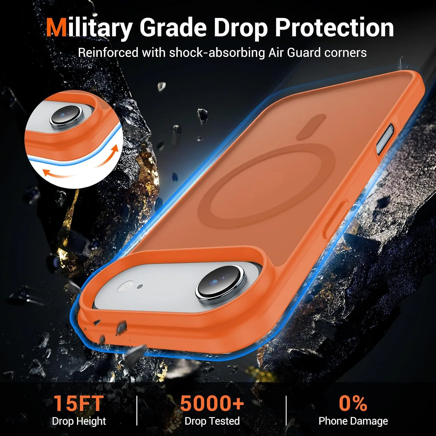Temdan for iPhone AIR Case with Screen Protector Orange