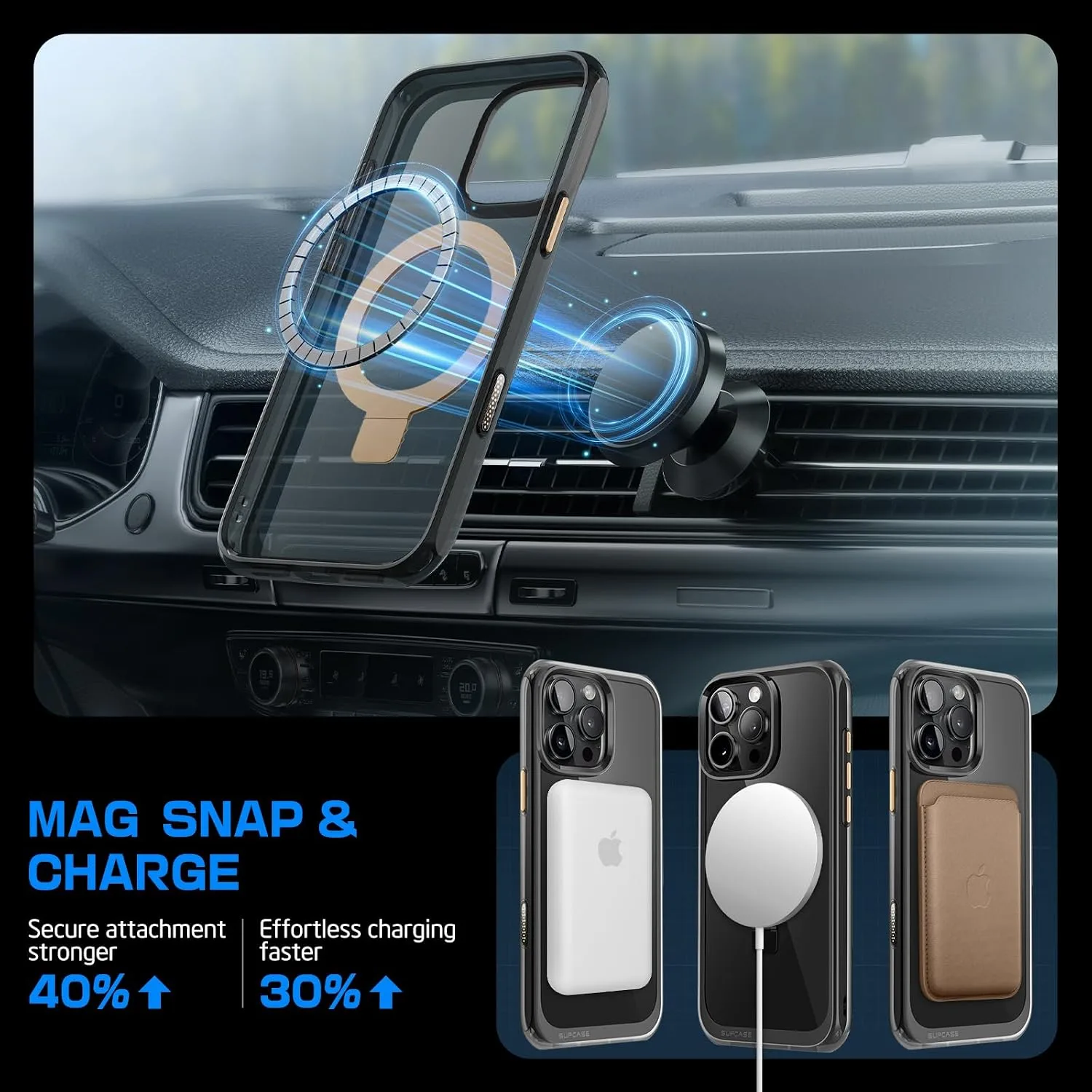 SUPCASE for iPhone 16 Pro Case (6.3 inch), Compatible with MagSafe, Black