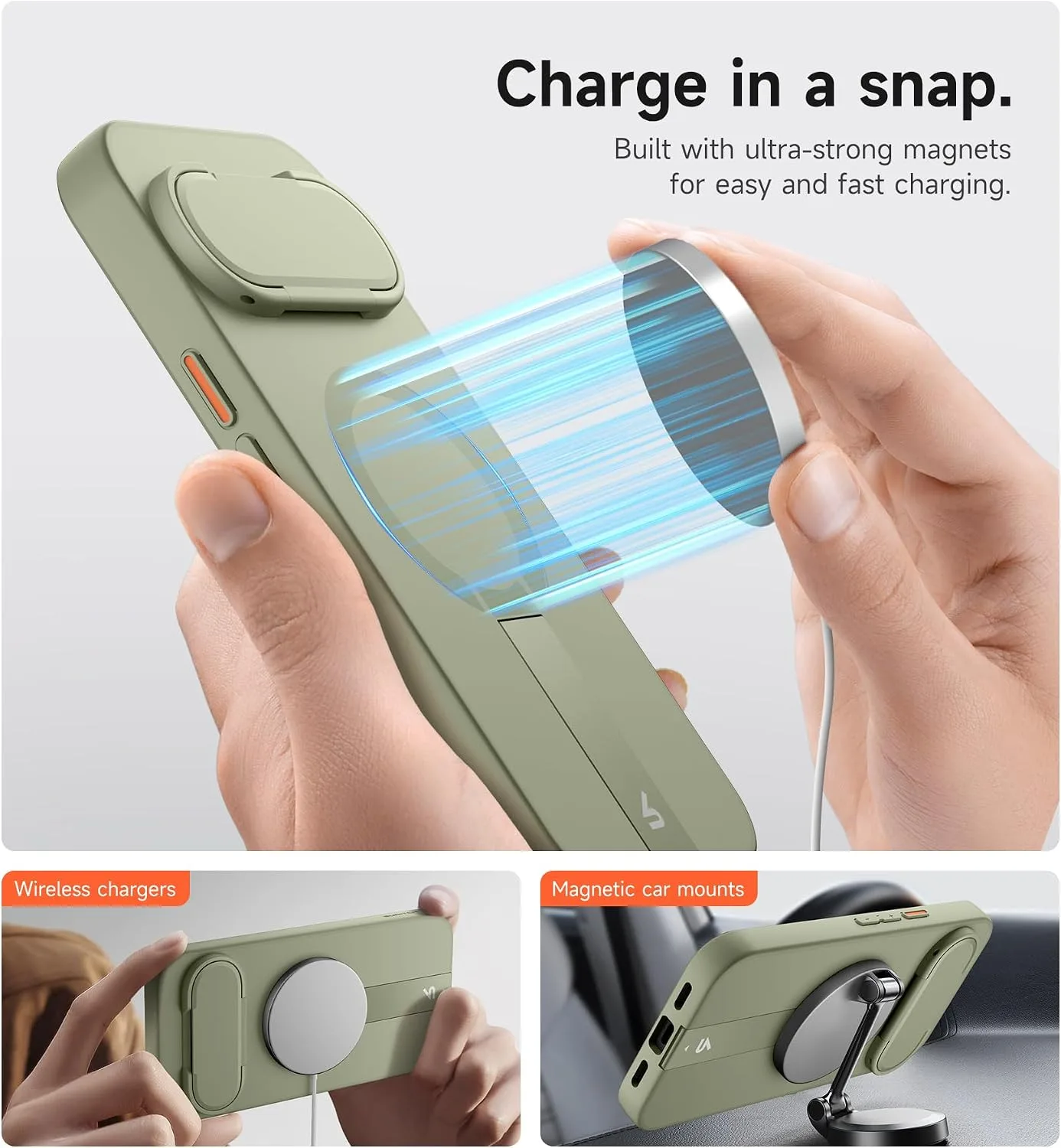 SURITCH for Google Pixel 11/11 Pro Phone Case, Compatible with MagSafe, Protective Cover with Camera Cover & Adjustable Metal Kickstand for Pixel 11/11 Pro 2026 -Sage Green
