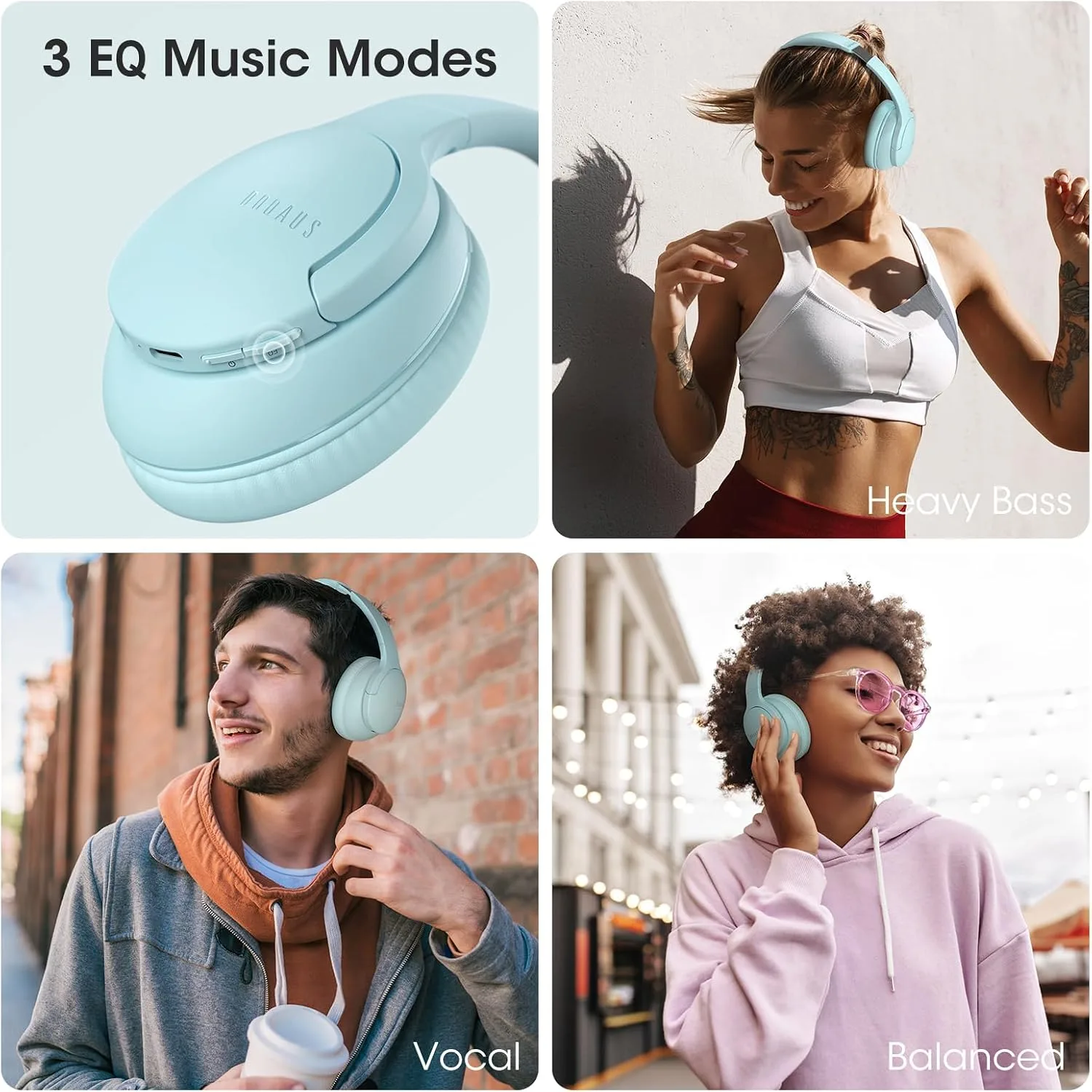 DOQAUS Bluetooth Headphones Over Ear, Headphones Wireless with 90H Playtime
