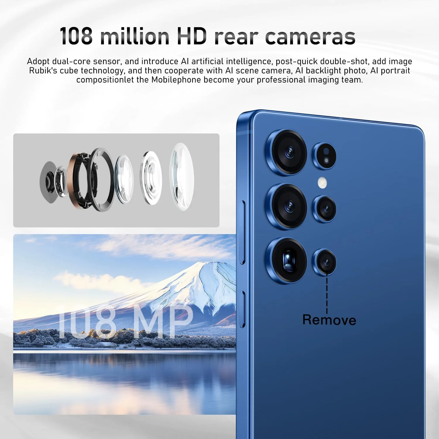 I25Ultra Unlocked Smartphone,16+512GB Unlocked Phone,6.9" HD+ Display,Built in Pen,Snapdragon 8 Gen3 7000mAh Dual Speakers 5G/Face ID/Fingerprint Lock/Dual SIM/GPS (Blue)