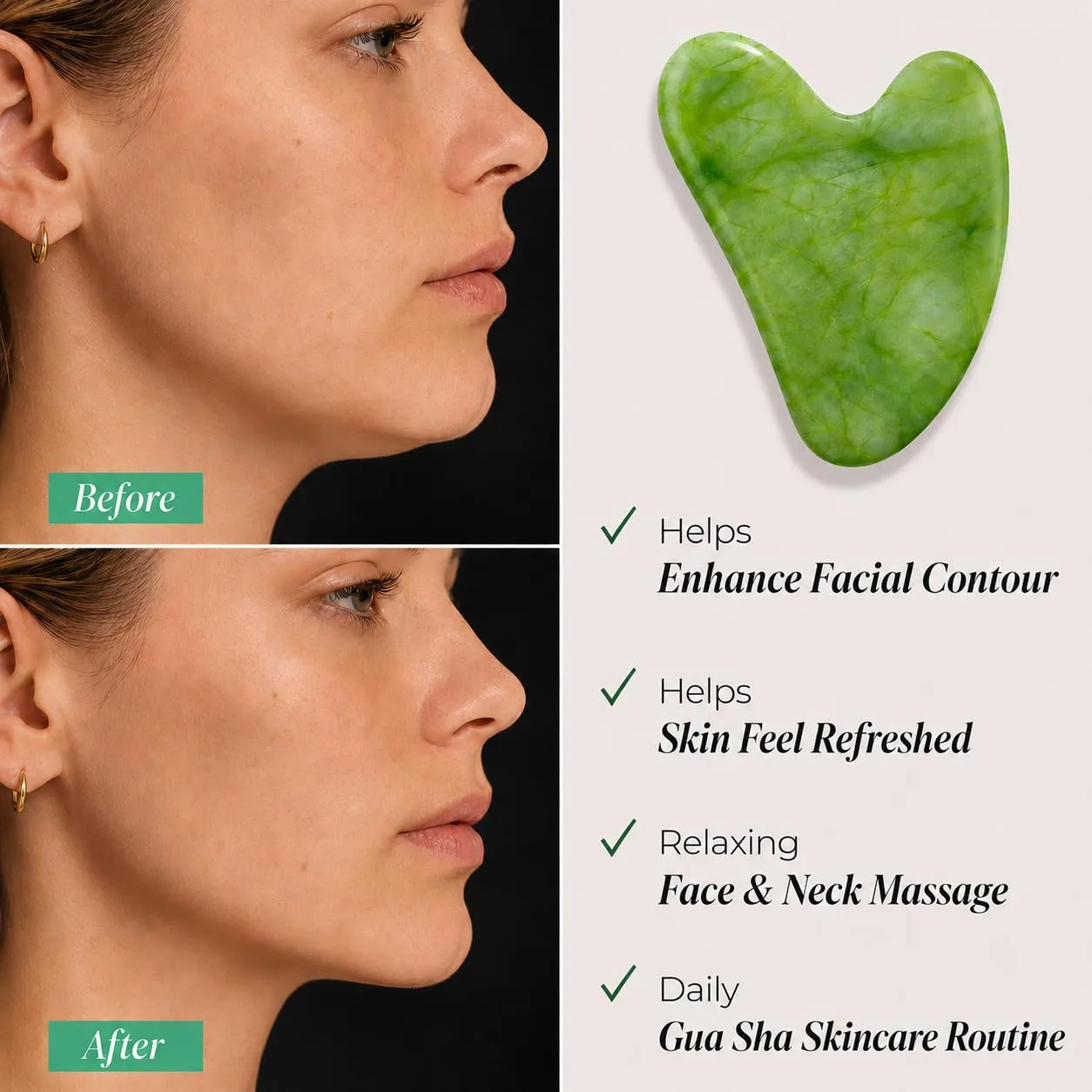 HOOPLE Ice Roller for Face & Gua Sha Set, Depuffing Pink Ice Face Roller