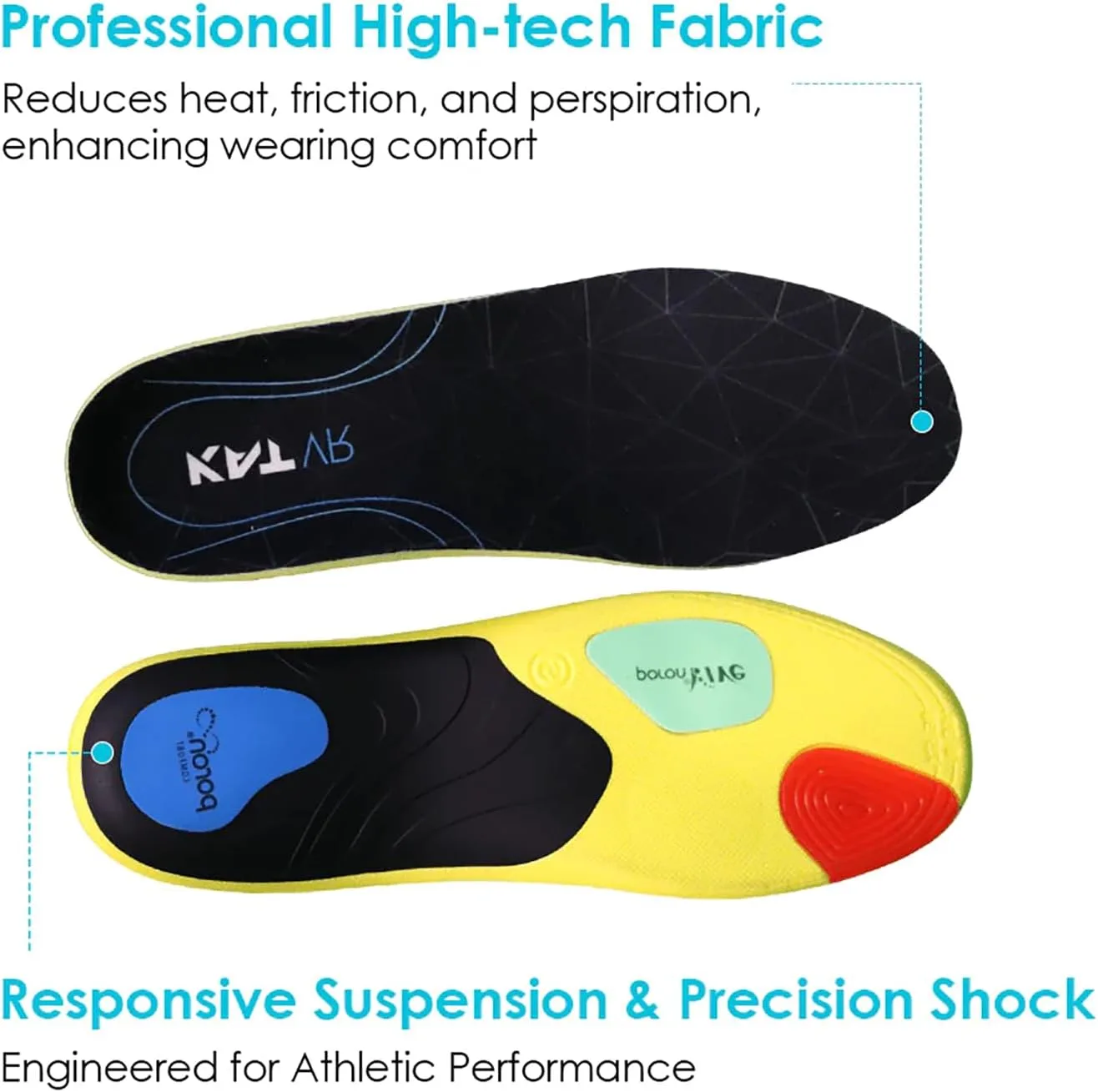 KAT VR Fitness Comfort Insoles for KAT Walk VR Shoes – Moisture-Wicking Shock-Absorbing Cushion Inserts US Size 9.5
