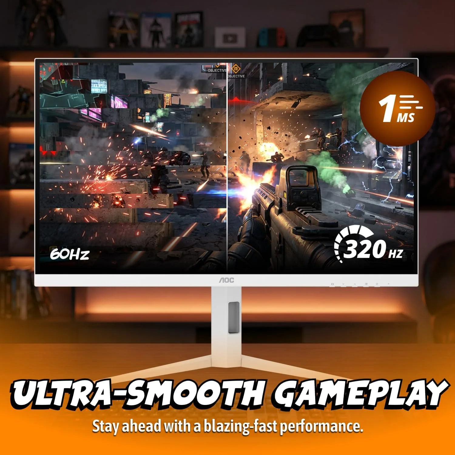 AOC 27 Inch Gaming Monitor QHD 320Hz Mini-LED HDR1000, White, Q27G4SLM/WS